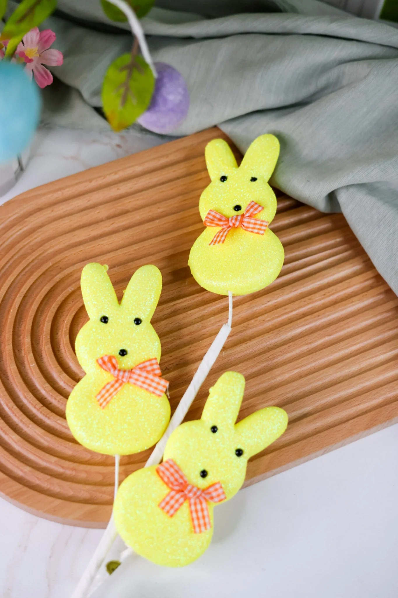 24" Yellow Glitter Easter Bunny Spray FINAL SALE