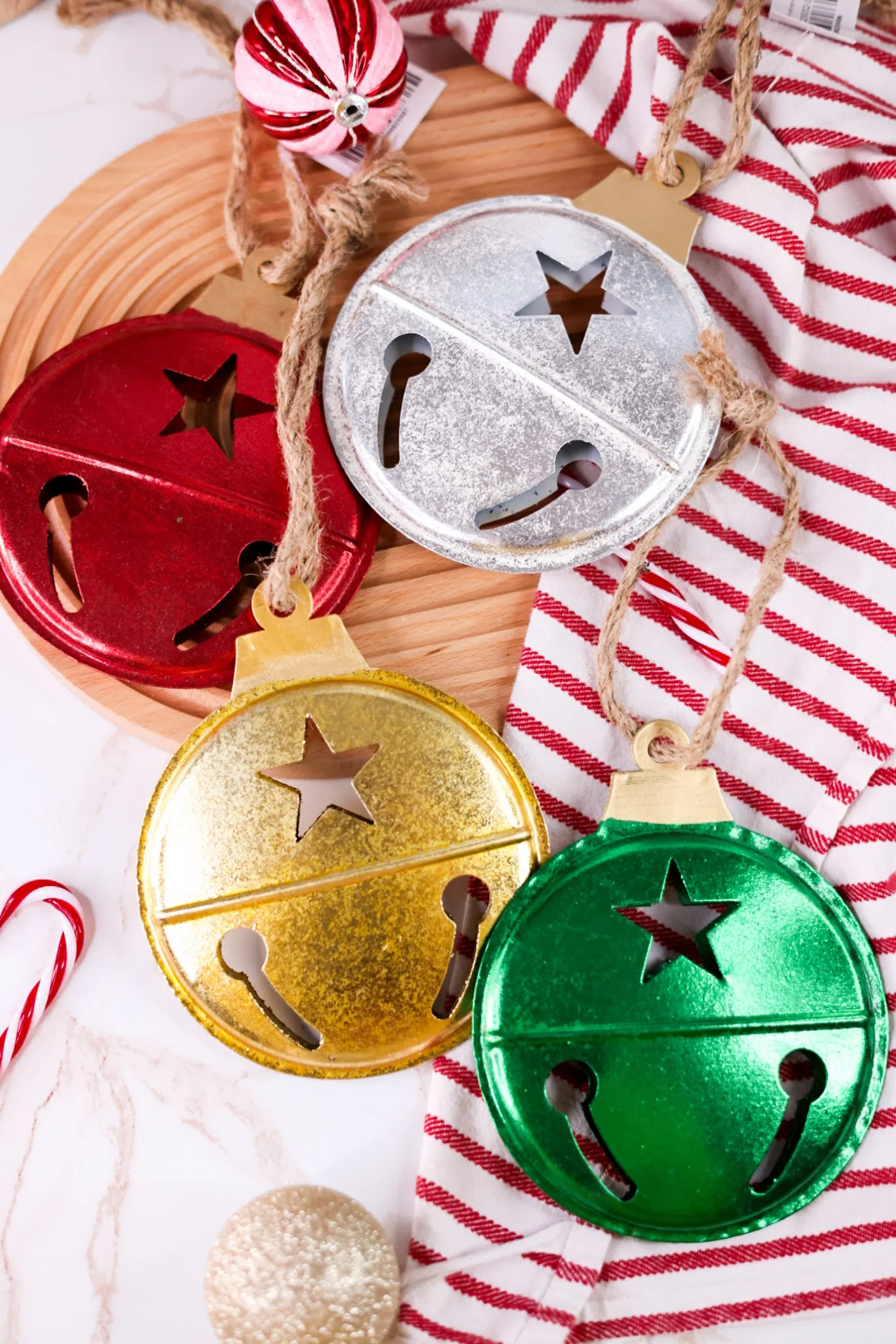 5.25" Flat Metal Bell Ornament (4 Colors) FINAL SALE
