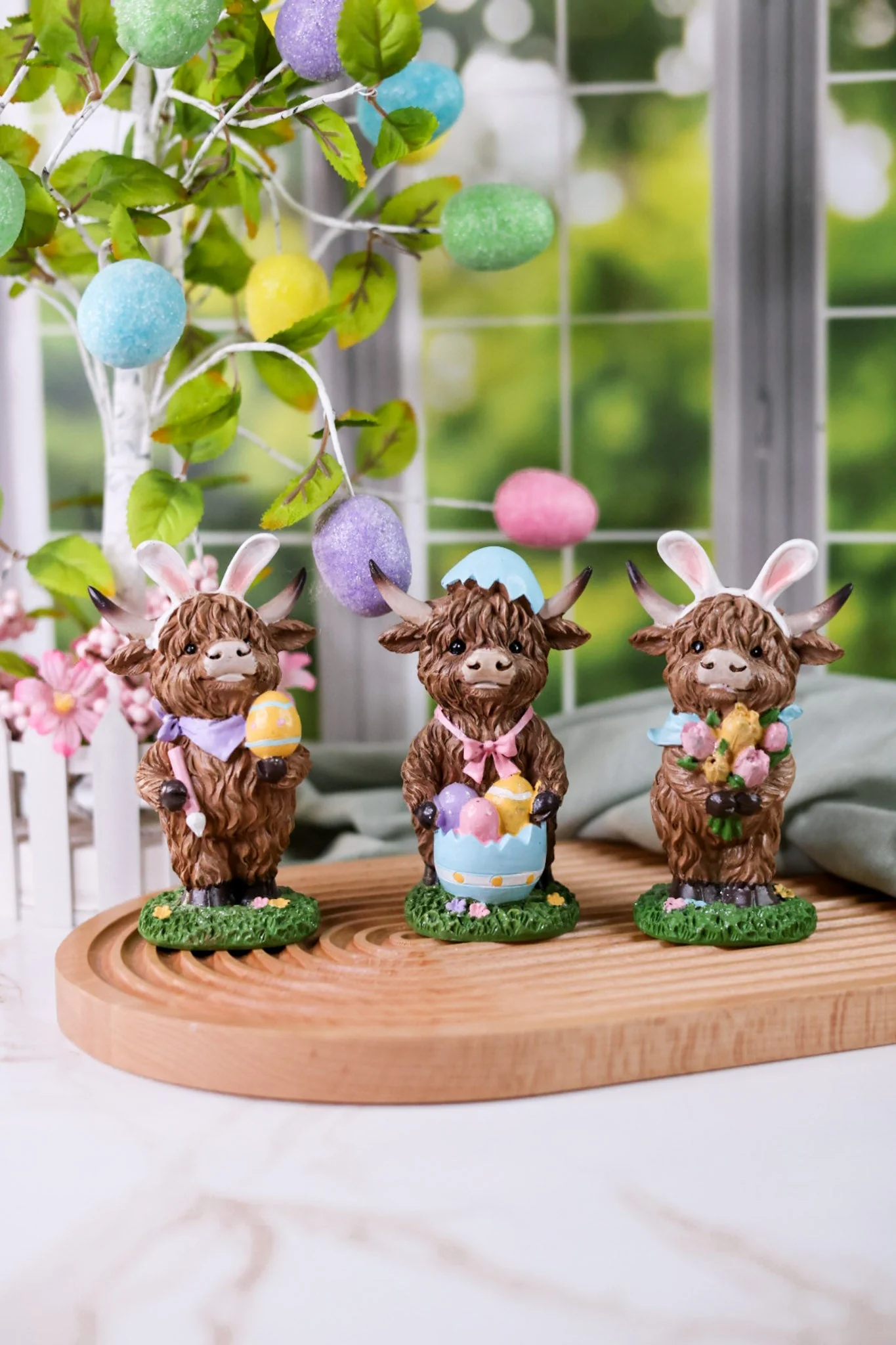 5.5" Resin Easter Highland Cow Figurines (3 Styles) FINAL SALE - Image 5