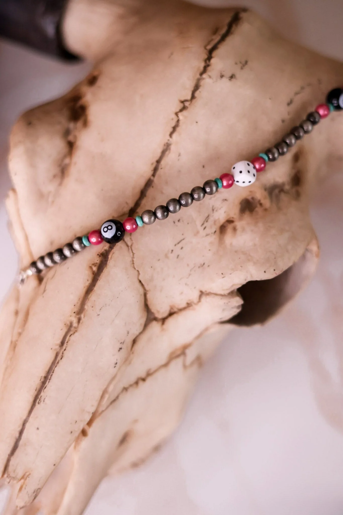 8 Ball Western Style Cowgirl Pearl & Small Dice Trucker Hat Chain