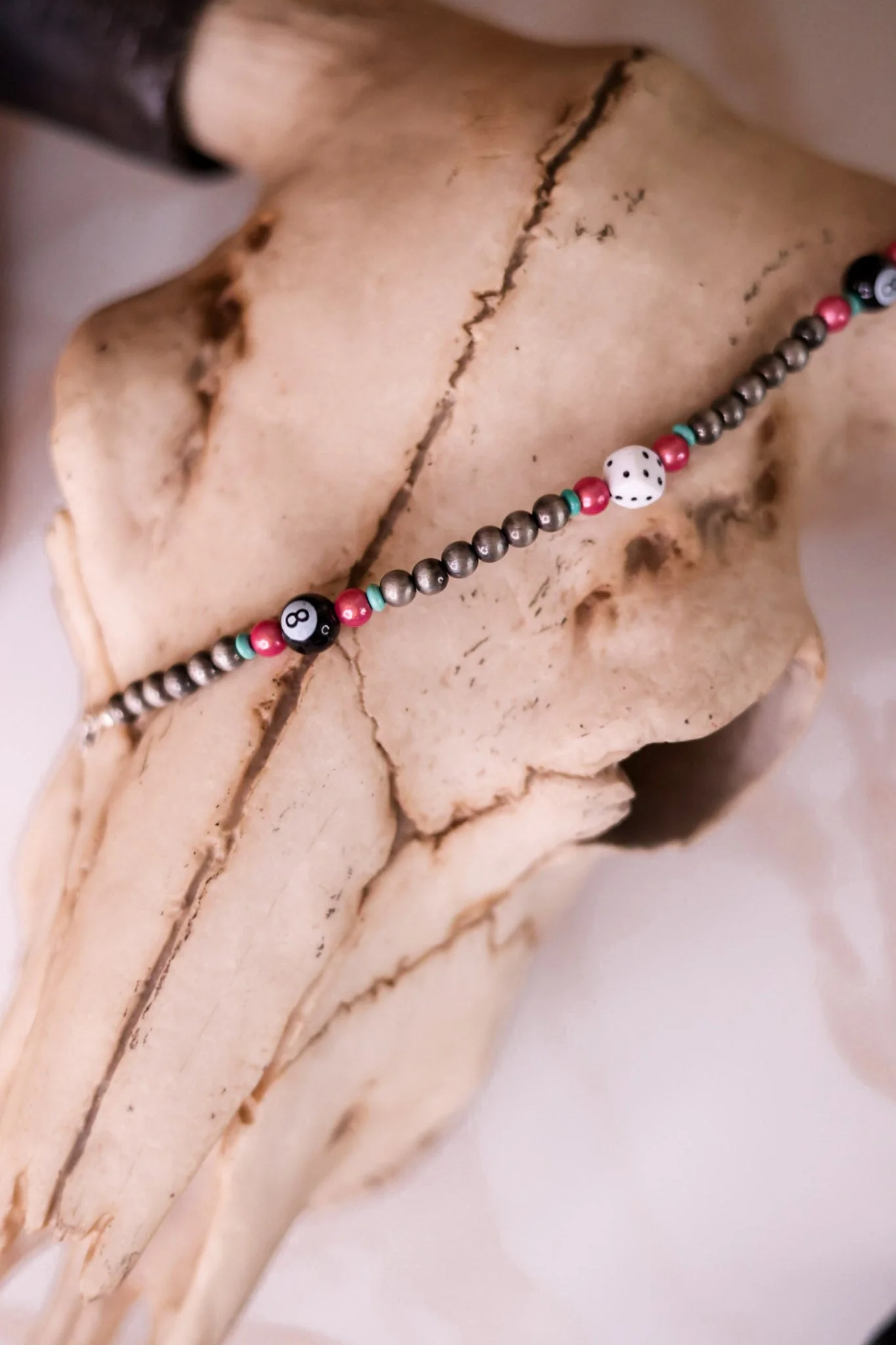 8 Ball Western Style Cowgirl Pearl & Small Dice Trucker Hat Chain - Image 4