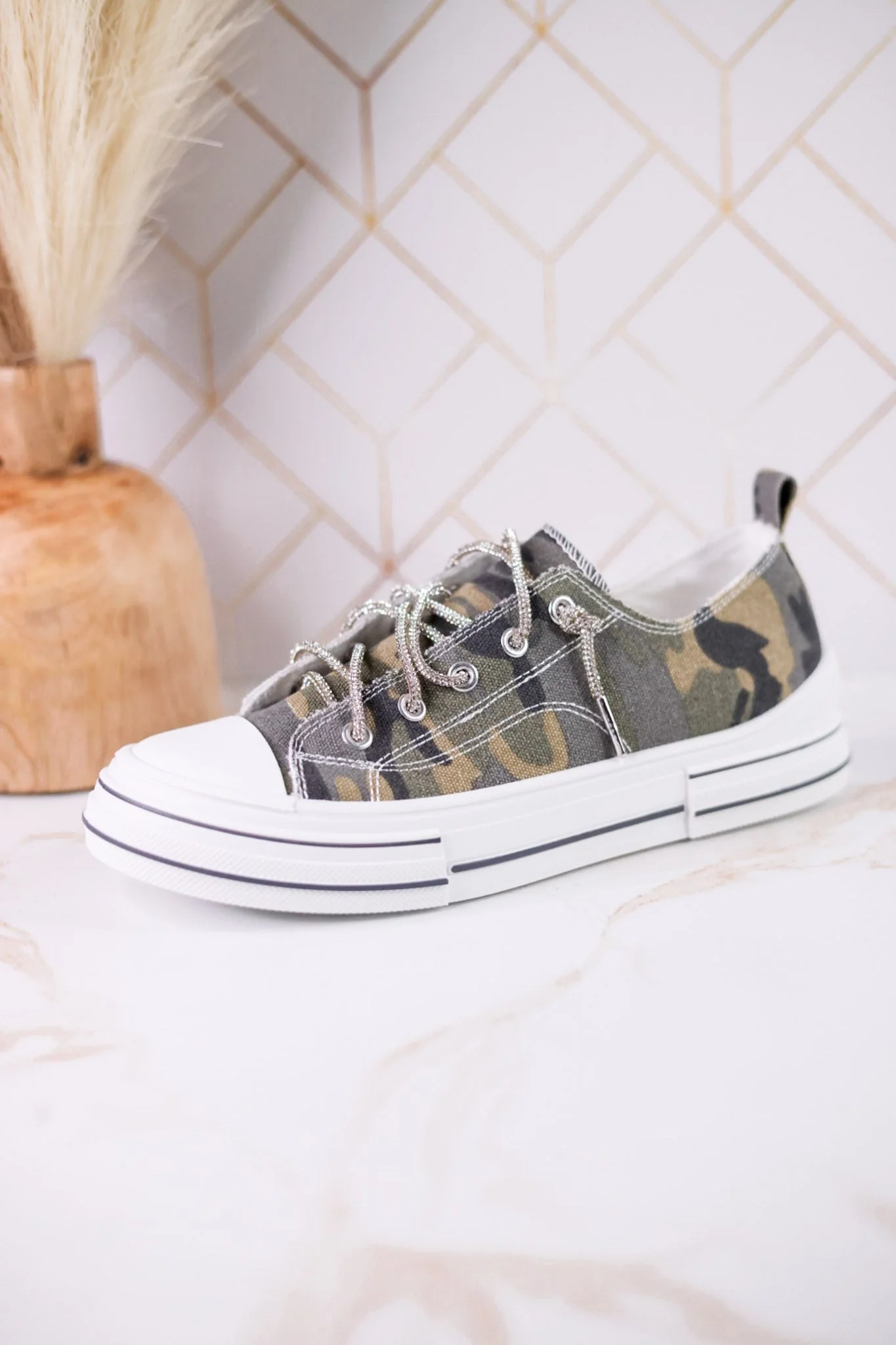 Aman Camouflage Print Sneakers With Rhinestone Laces - Image 5