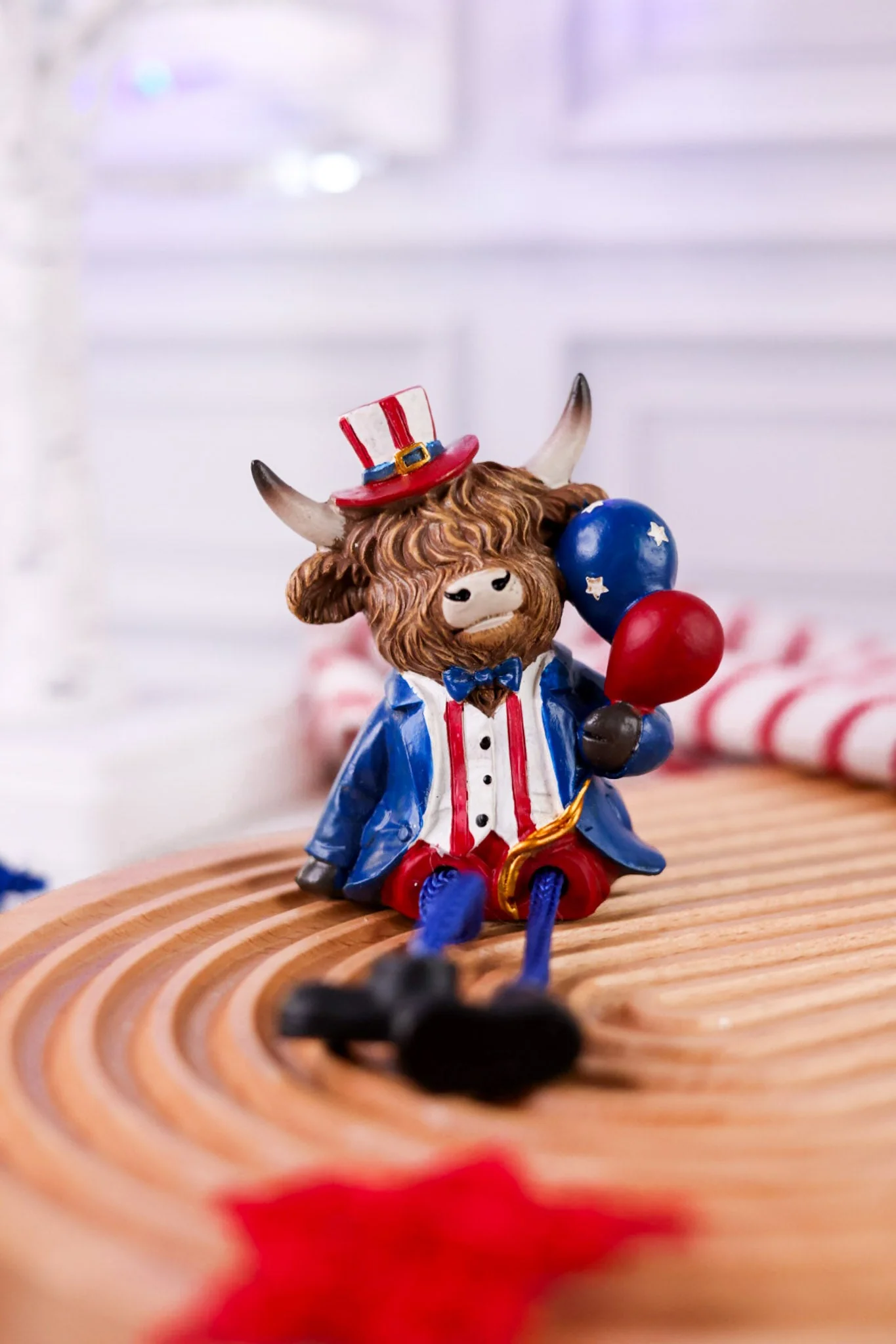 Americana Highland Cow Shelf Sitter With Rope Legs (3 Styles) FINAL SALE - Image 3