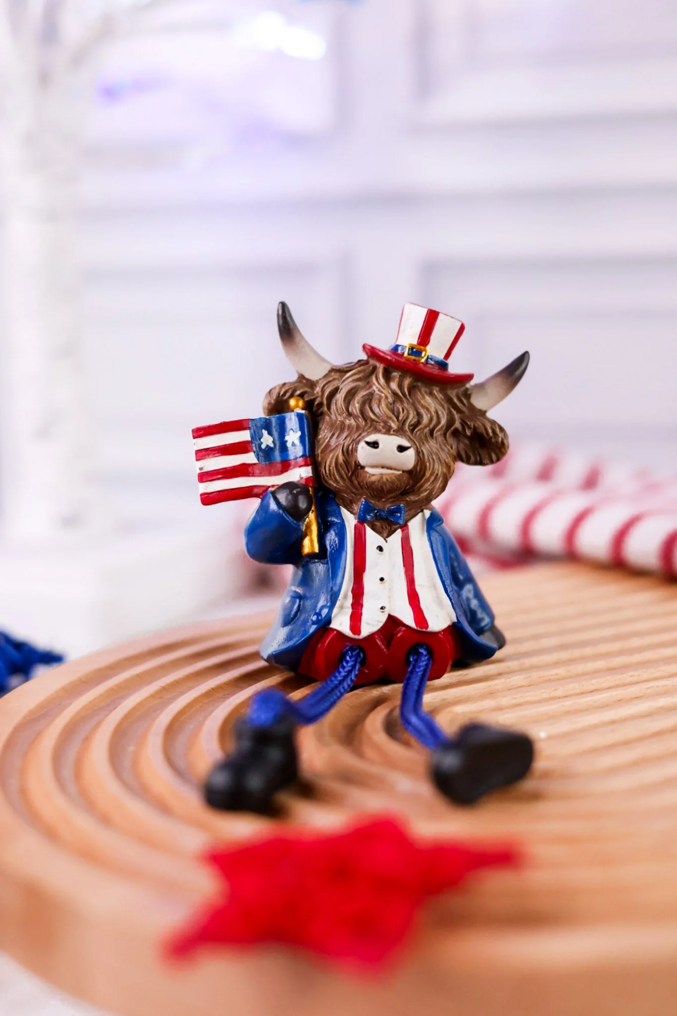 Americana Highland Cow Shelf Sitter With Rope Legs (3 Styles) FINAL SALE - Image 4