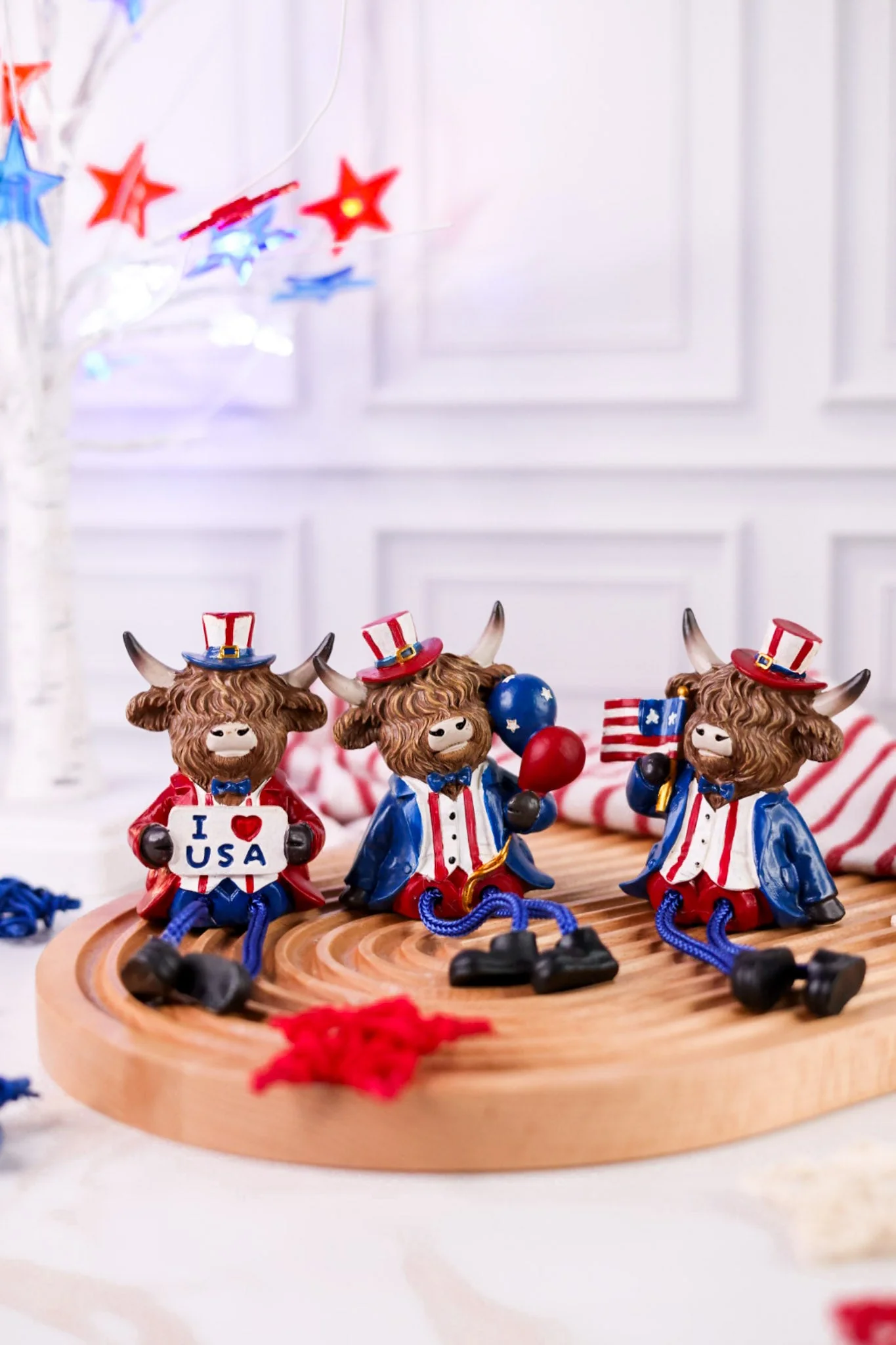 Americana Highland Cow Shelf Sitter With Rope Legs (3 Styles) FINAL SALE - Image 5