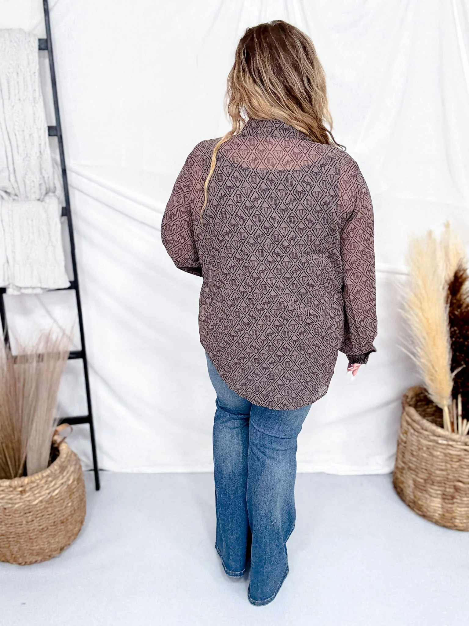 Badlands Sheer Long Sleeve Button Down Top FINAL SALE - Image 10