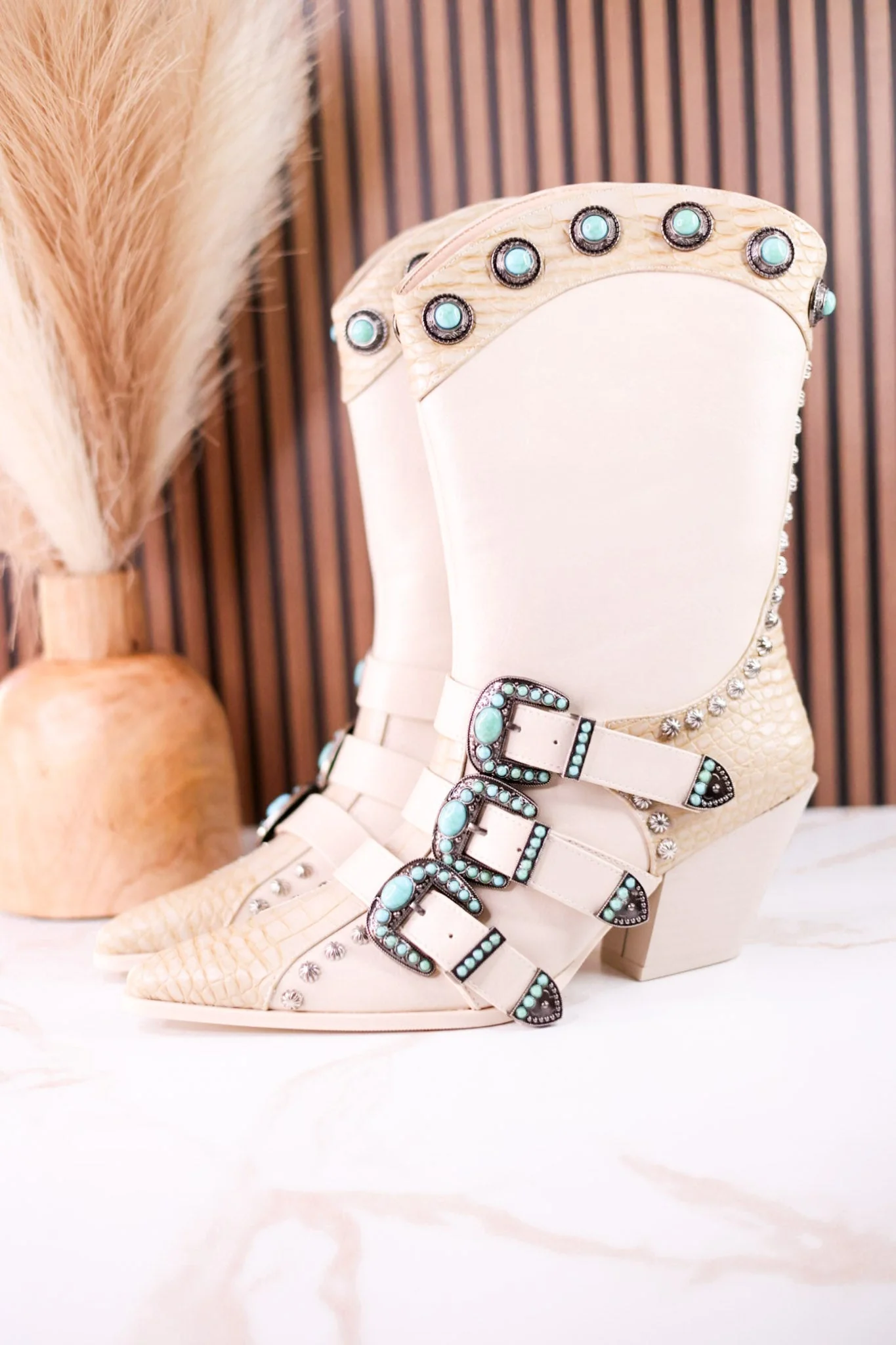 Balmoral Faux Leather & Snakeskin Boots - Image 3