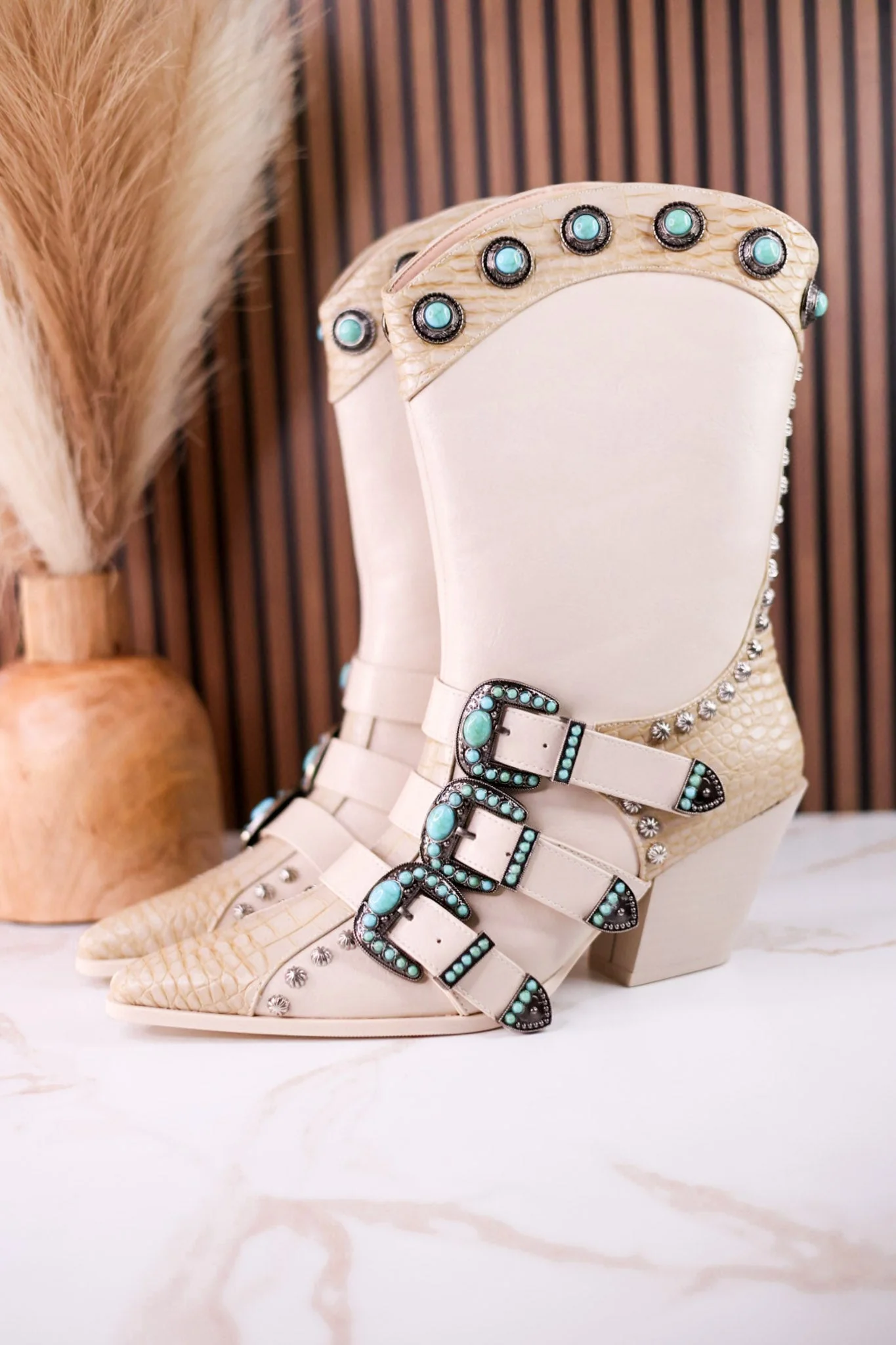Balmoral Faux Leather & Snakeskin Boots - Image 4