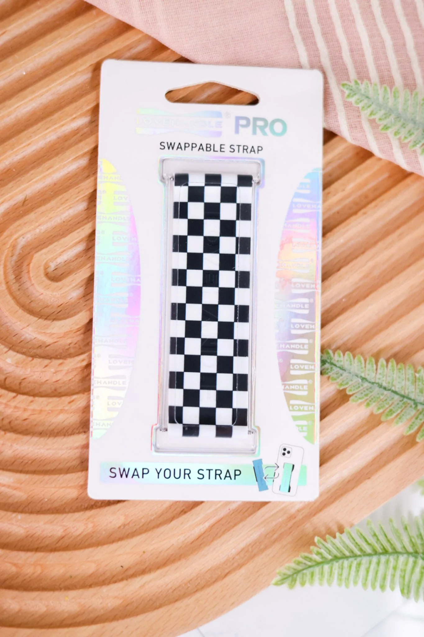 Black and White Checkered Love Handle Pro Swappable Strap