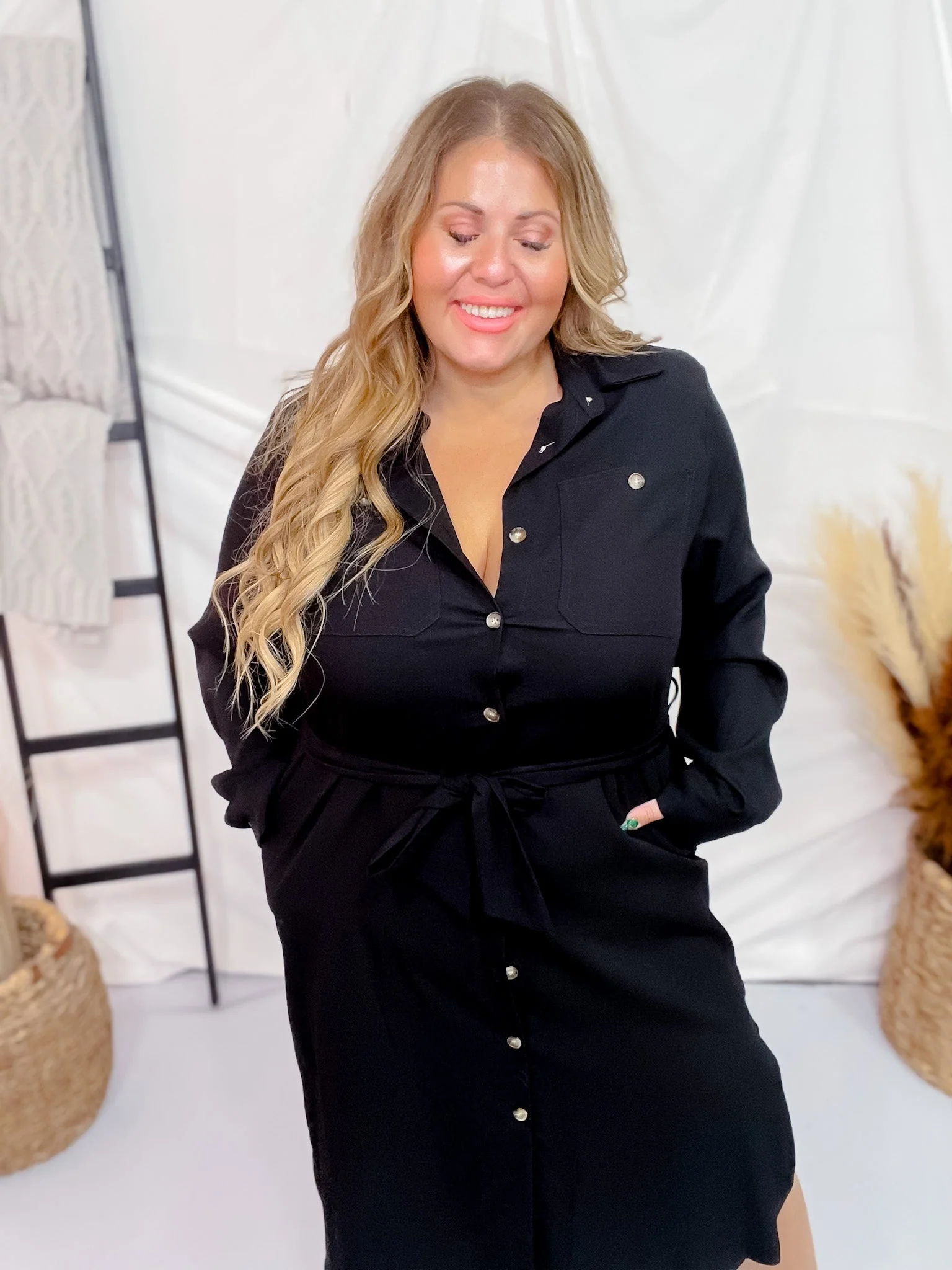 Black Belted Long Dress FINAL SALE - Image 6