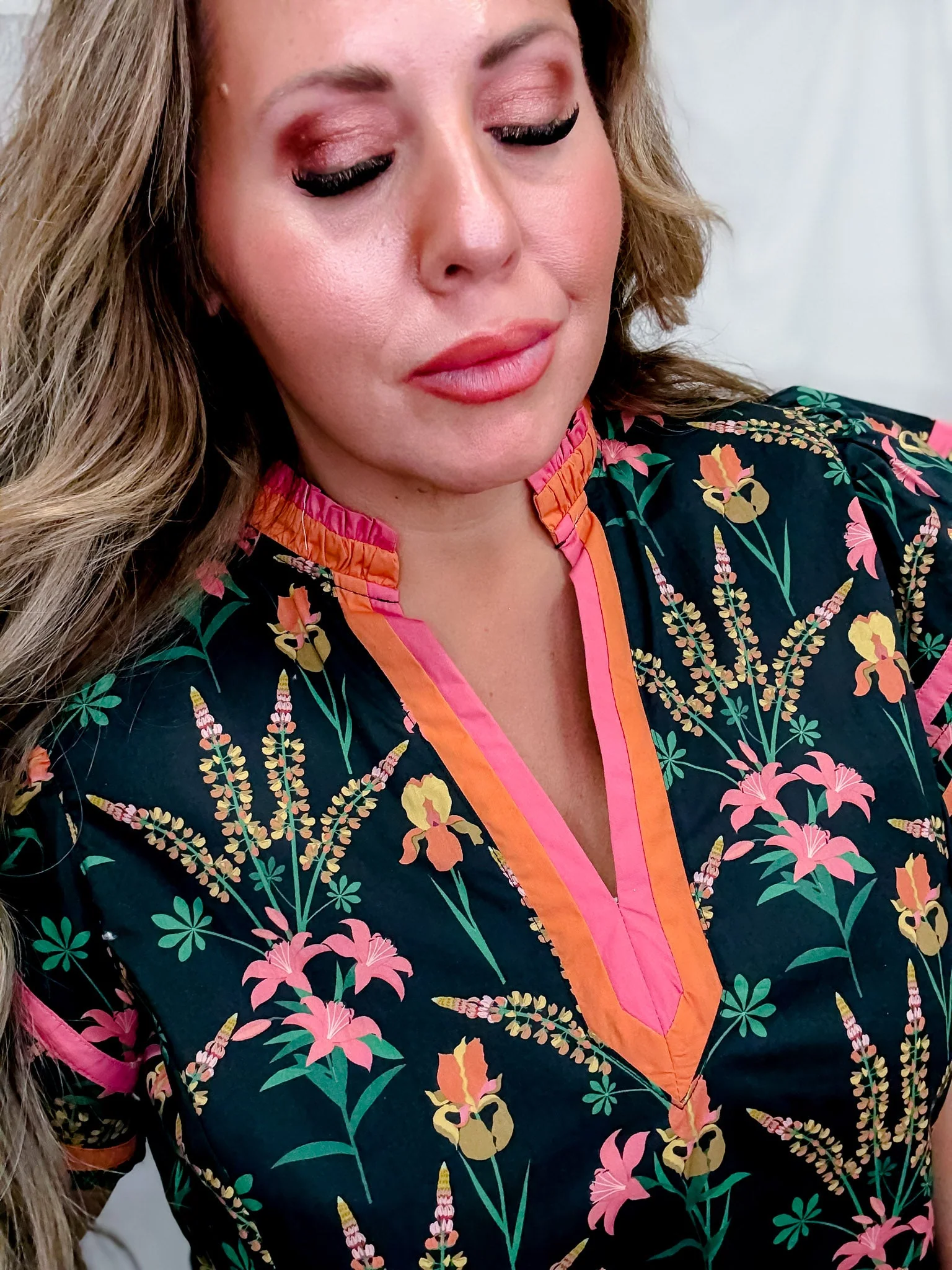 Black Floral Ruffle Sleeve Top With Contrasting Trim FINAL SALE - Image 6
