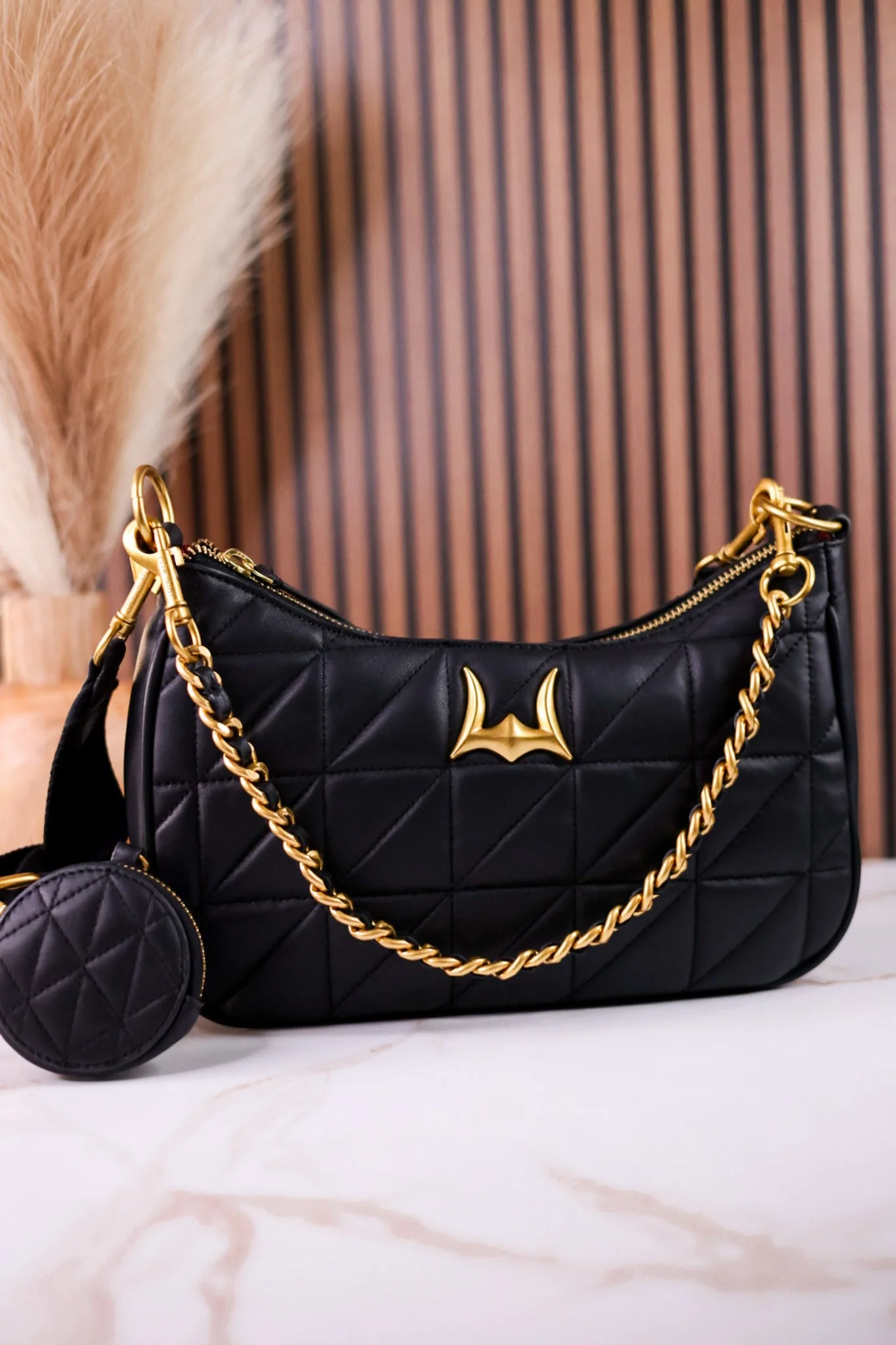 Black Quilted Nappa Leather Bag - Image 3