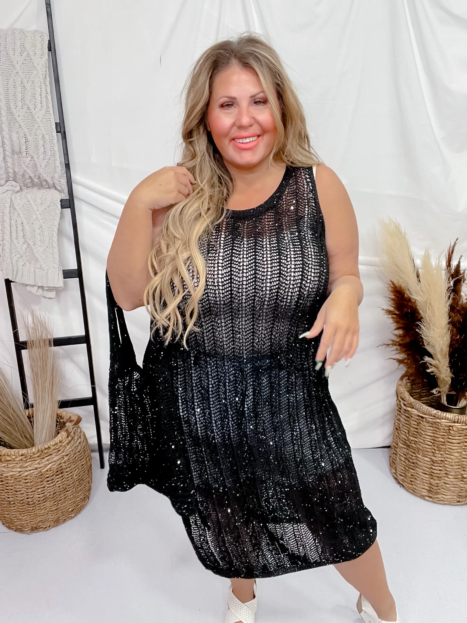 Black Side Slit Sleeveless Dress W/ Bag FINAL SALE