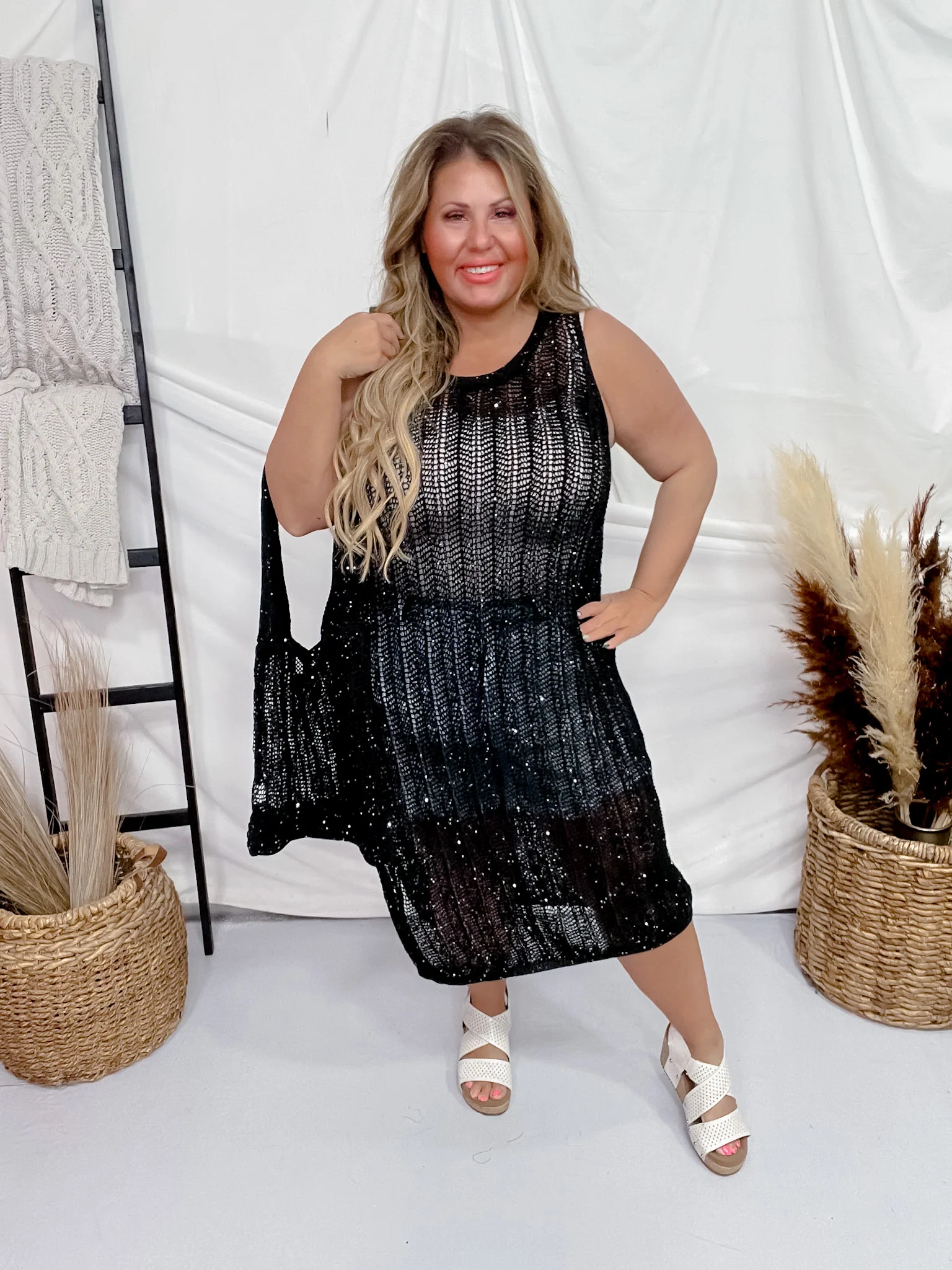 Black Side Slit Sleeveless Dress W/ Bag FINAL SALE - Image 4