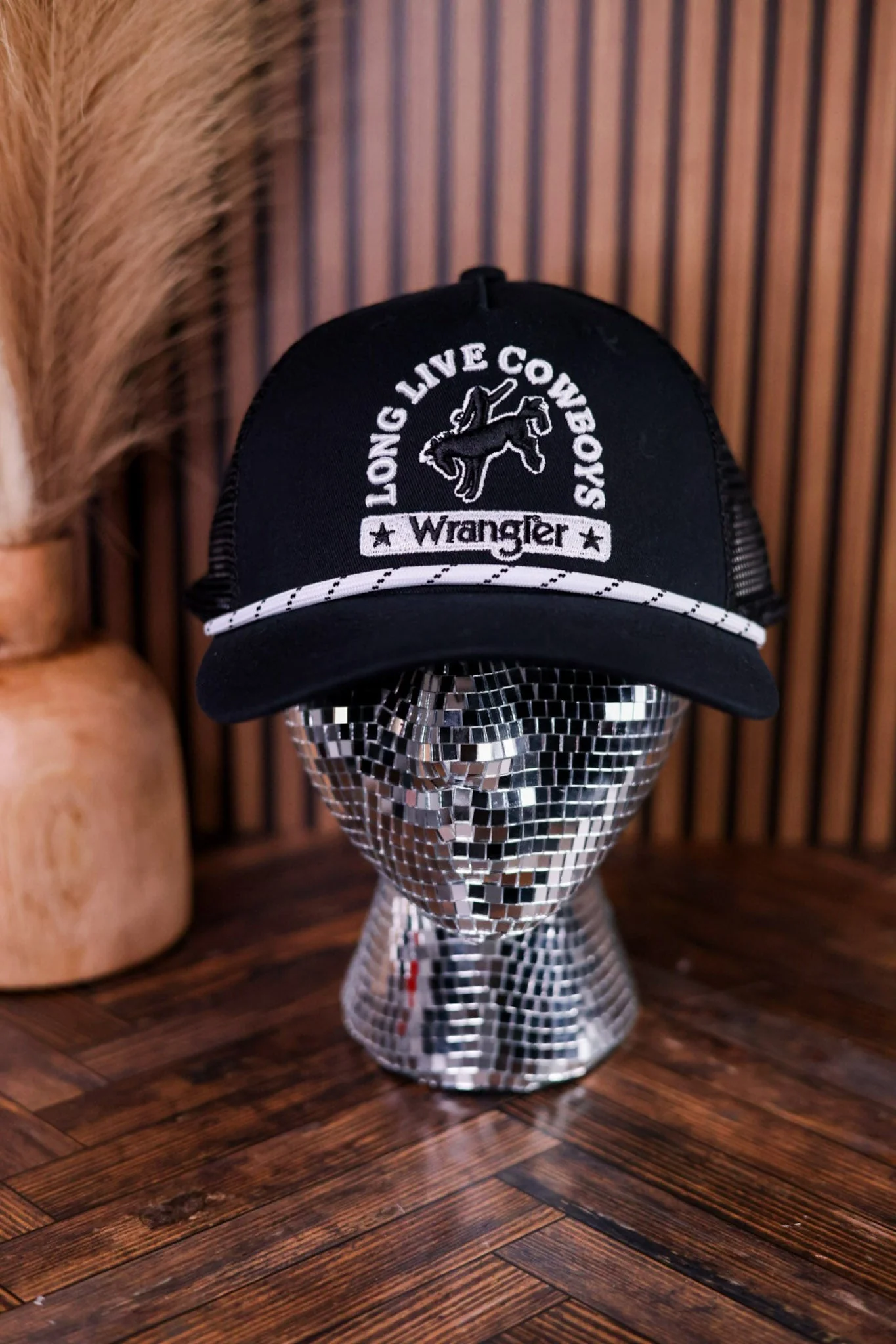 Black & White Wrangler "Long Live Cowboys" Trucker Hat - Image 2