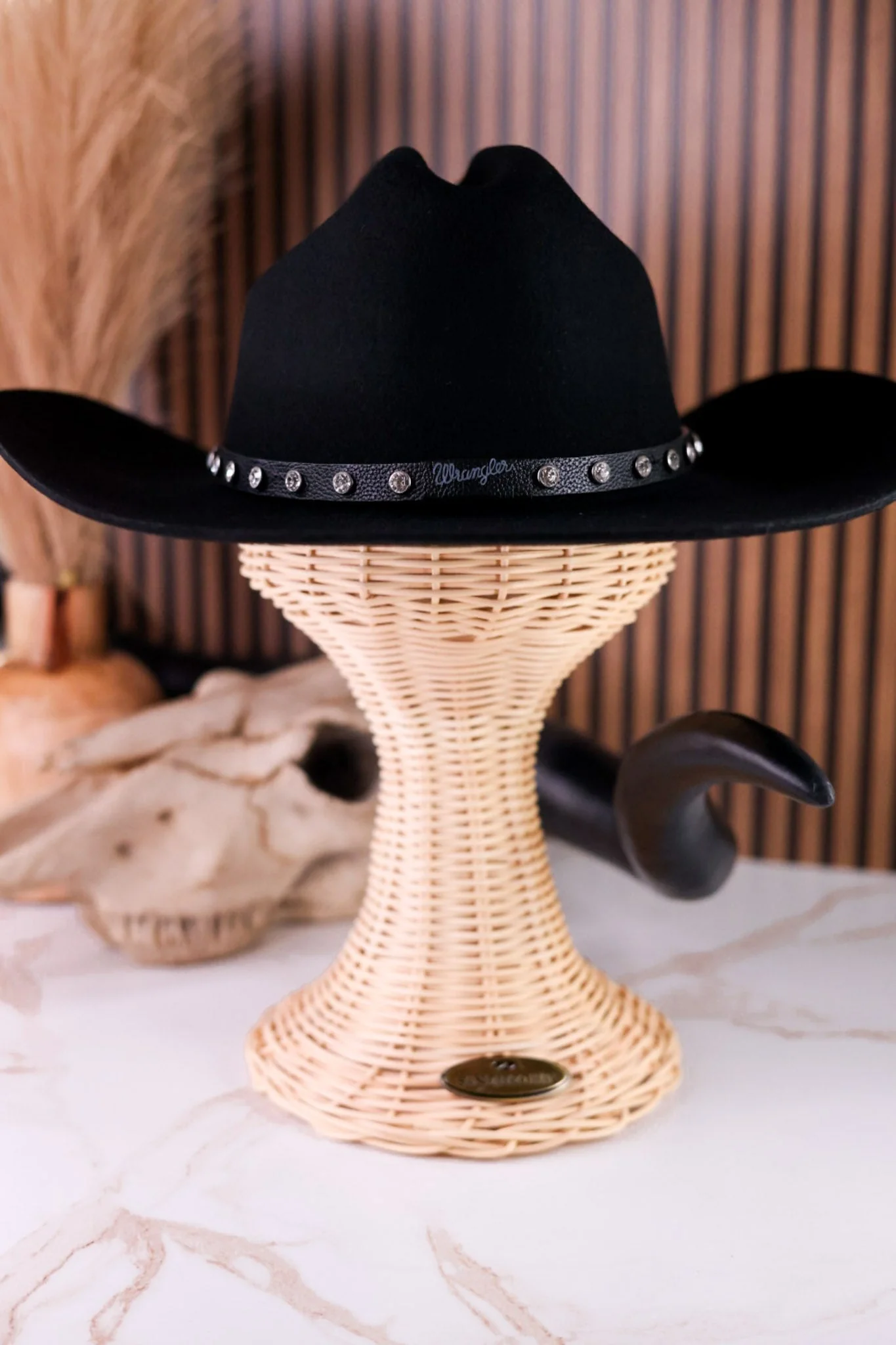 Wrangler Black Wool Cowboy Hat With Rhinestone Band - Image 2
