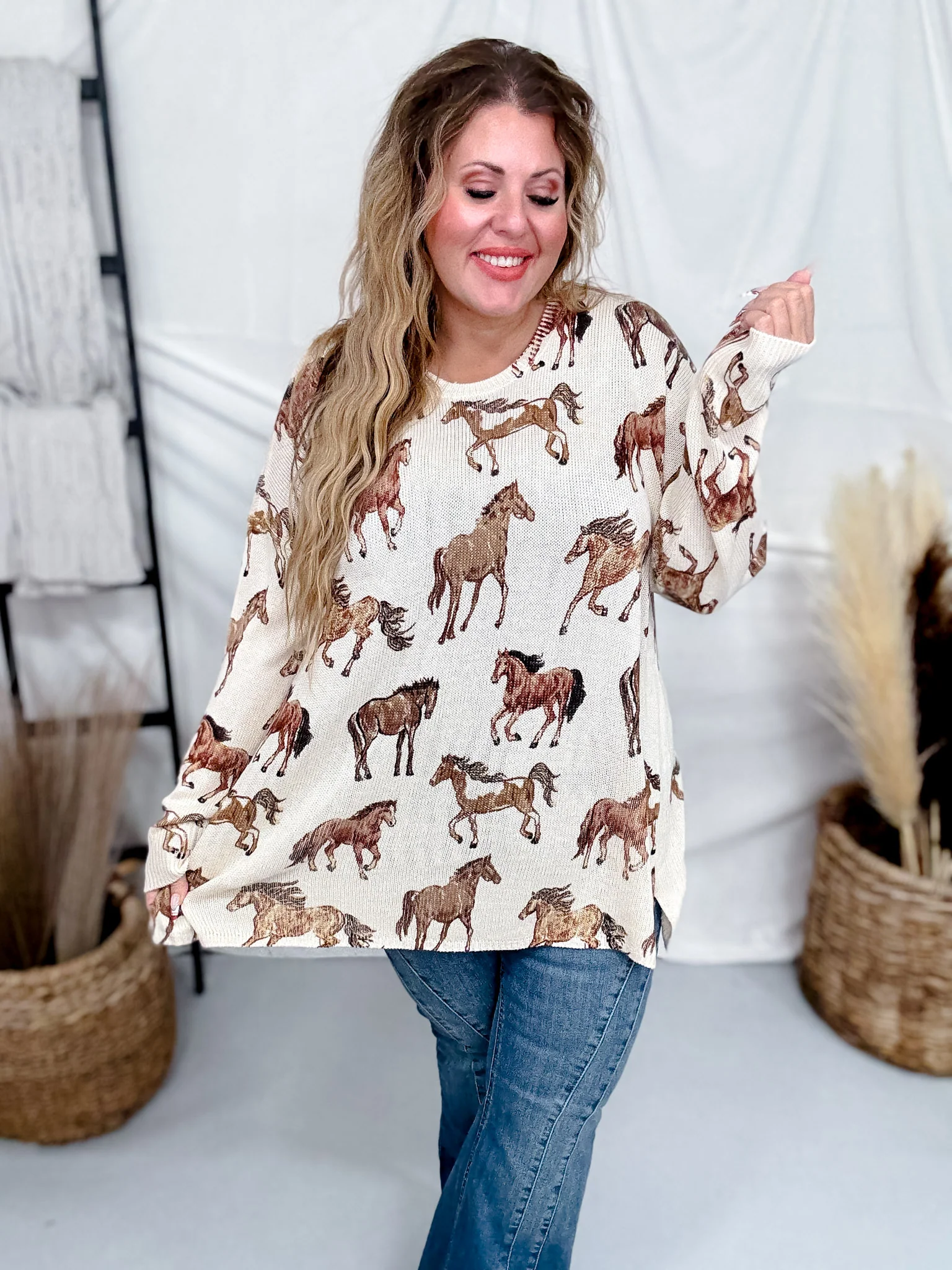 Bonfire Wild Horses Long Sleeve Sweater Knit FINAL SALE - Image 10