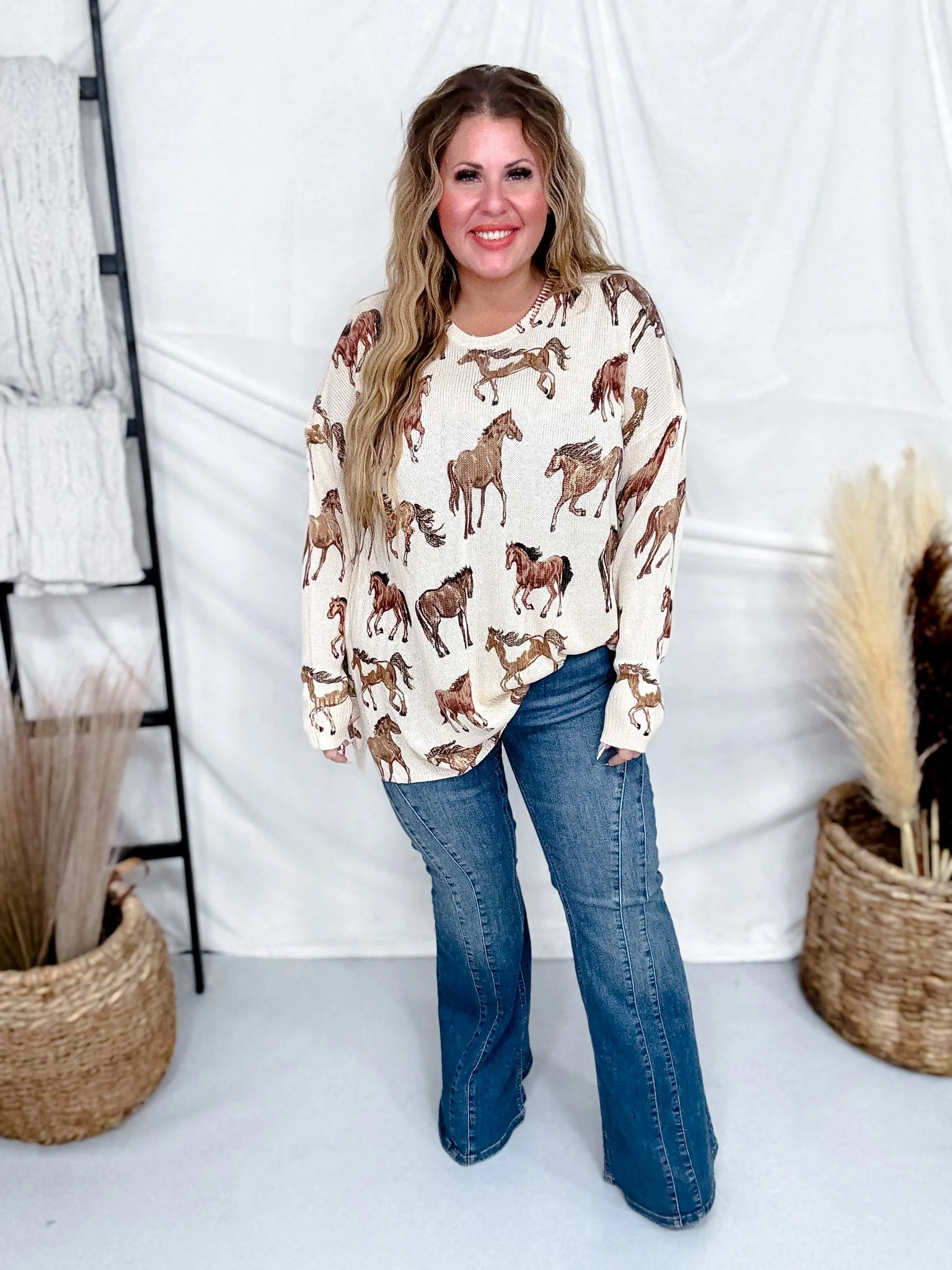Bonfire Wild Horses Long Sleeve Sweater Knit FINAL SALE - Image 2