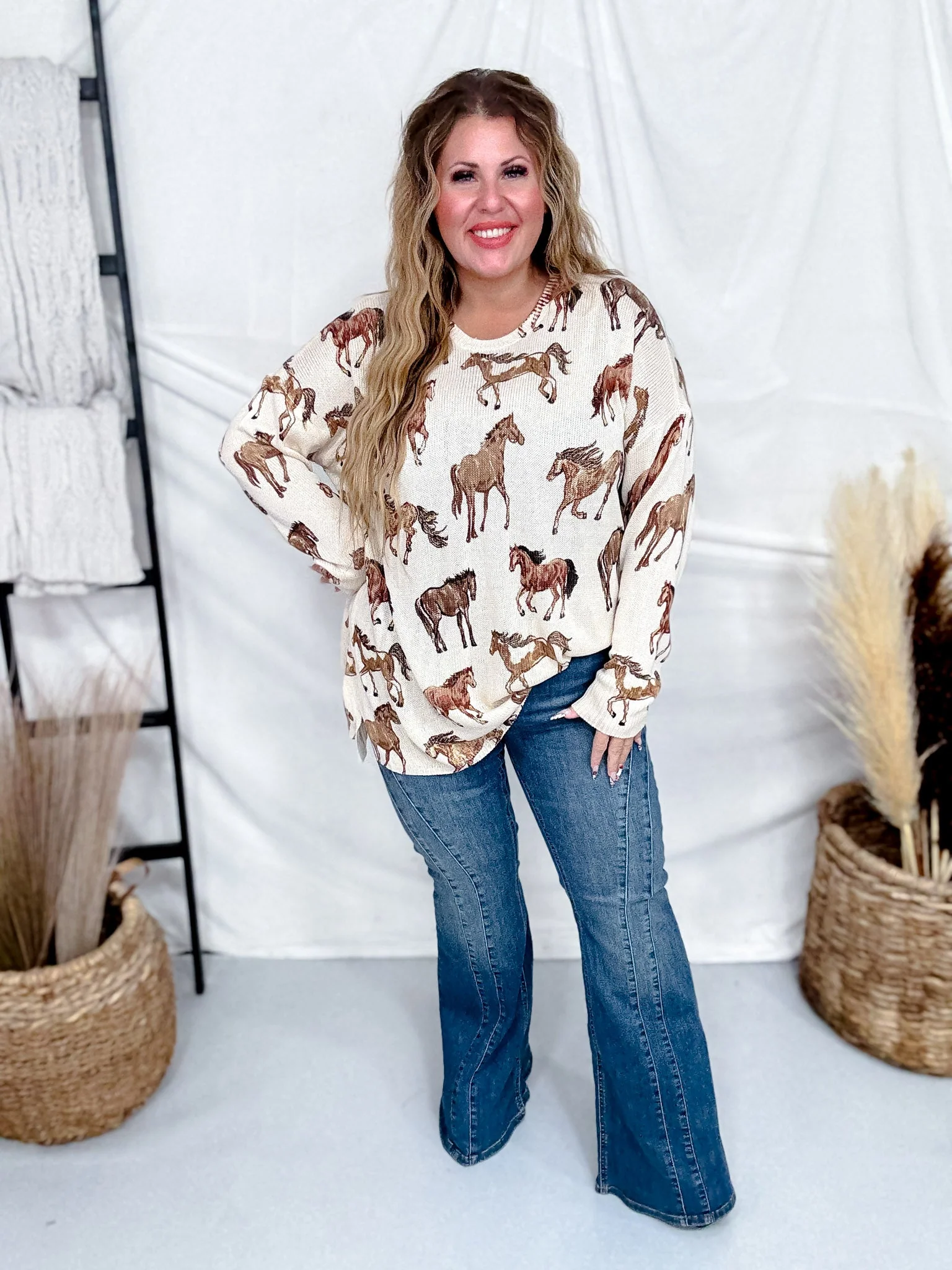 Bonfire Wild Horses Long Sleeve Sweater Knit FINAL SALE - Image 5
