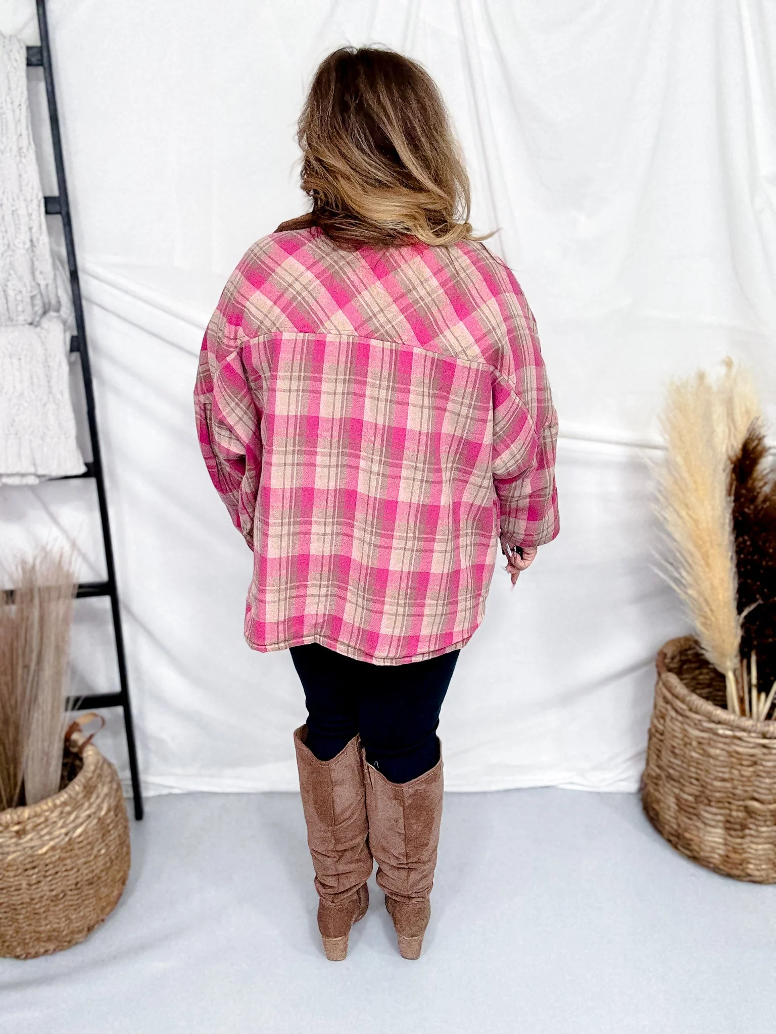 Brown & Pink Reversible Mixed Fabric Mackinaw Jacket FINAL SALE - Image 10