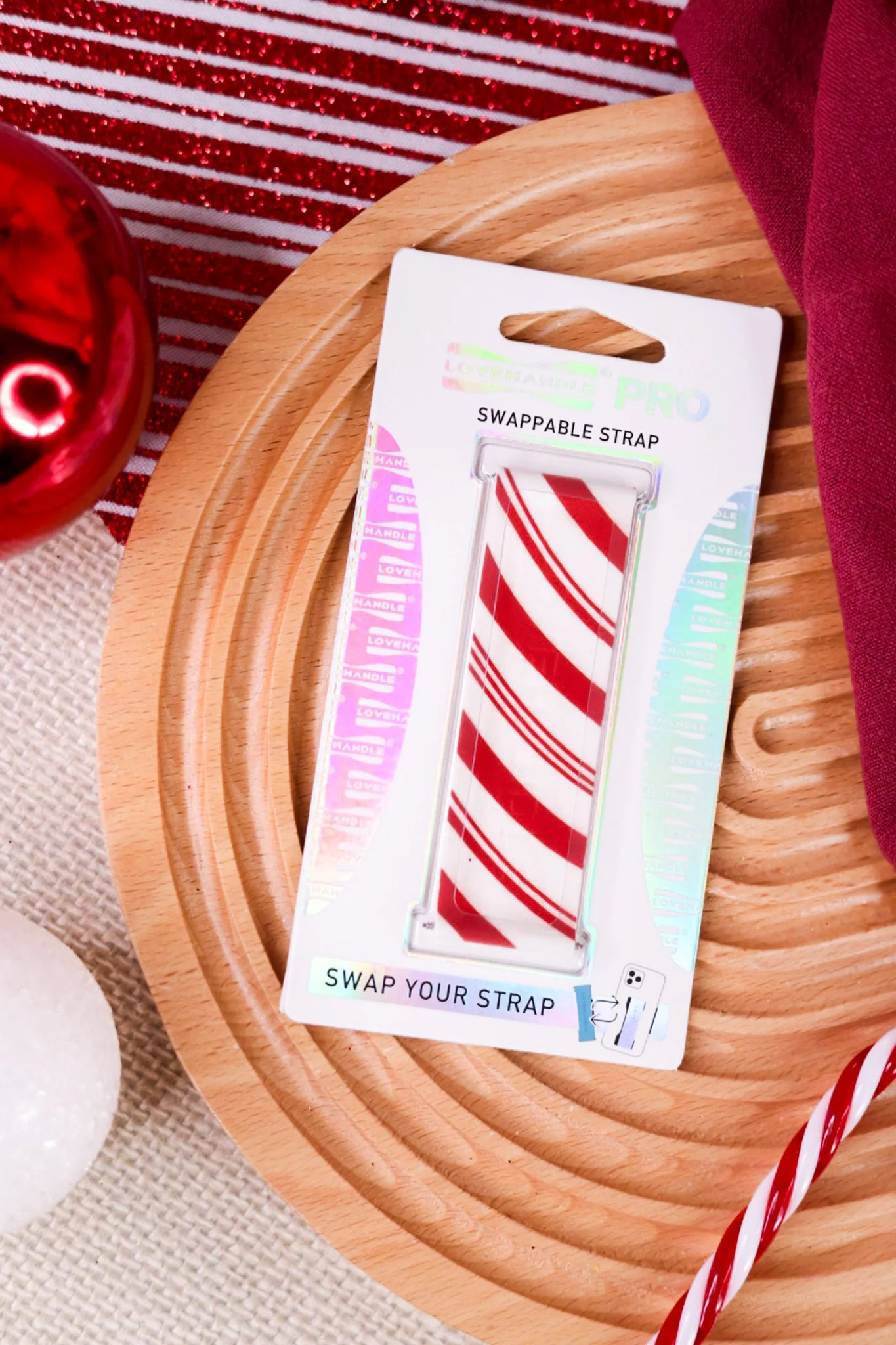 Candy Cane Lovehandle Pro Swappable Strap FINAL SALE