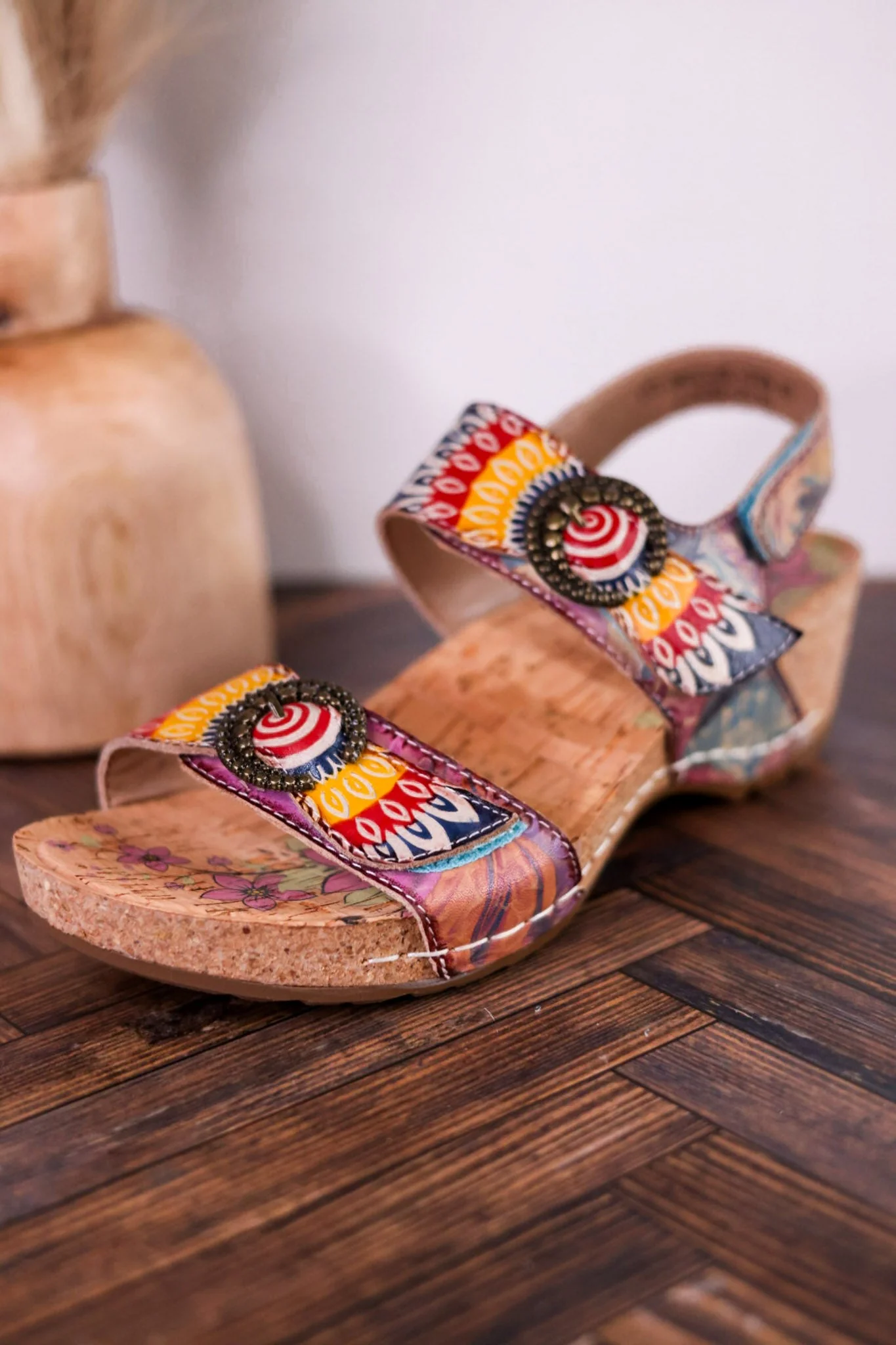 Color Me Cool Multicolored Sandals With Medallion Buckles - Image 11