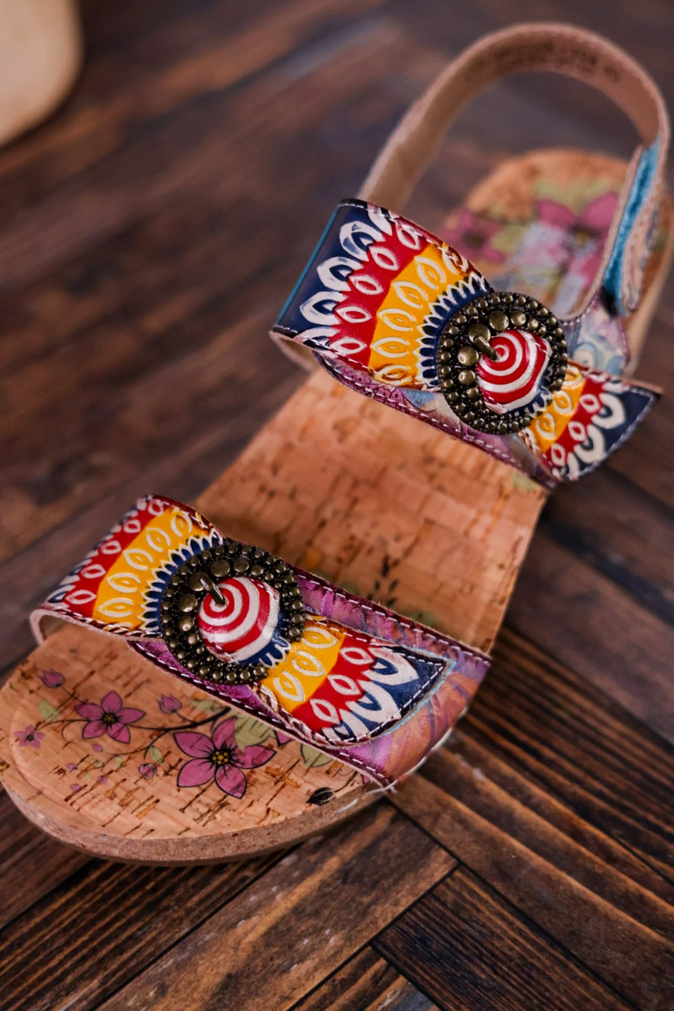 Color Me Cool Multicolored Sandals With Medallion Buckles - Image 2