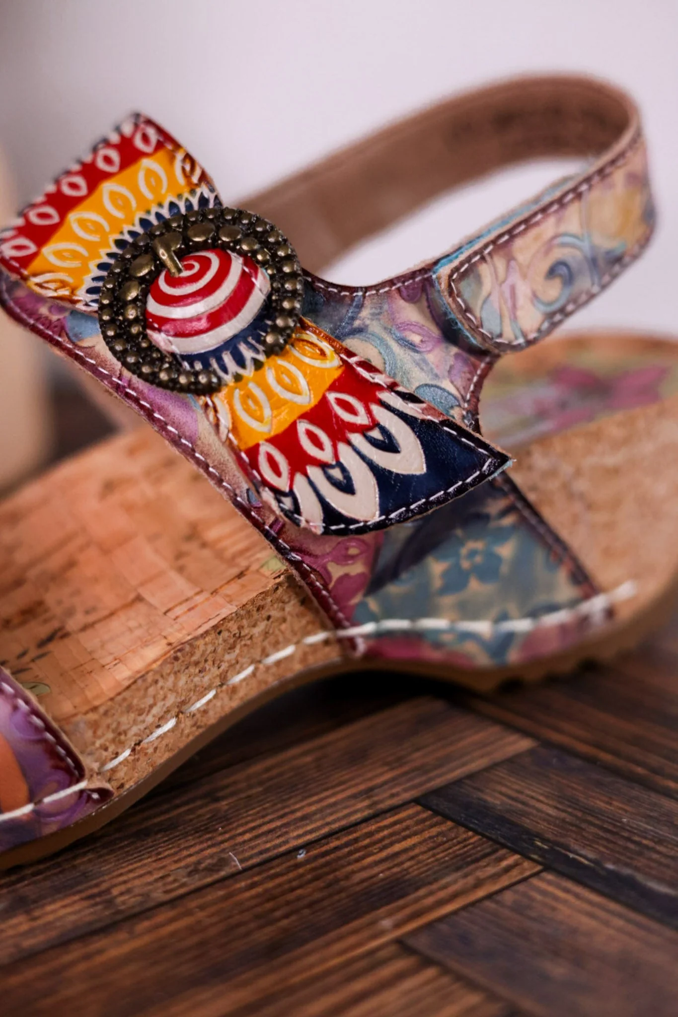 Color Me Cool Multicolored Sandals With Medallion Buckles - Image 3