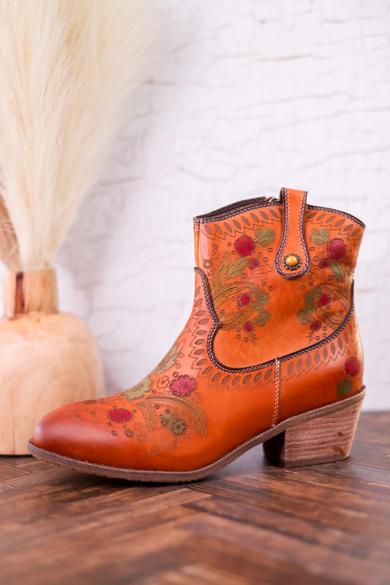 Colorful Floral Embossed Ankle Boots FINAL SALE - Image 4