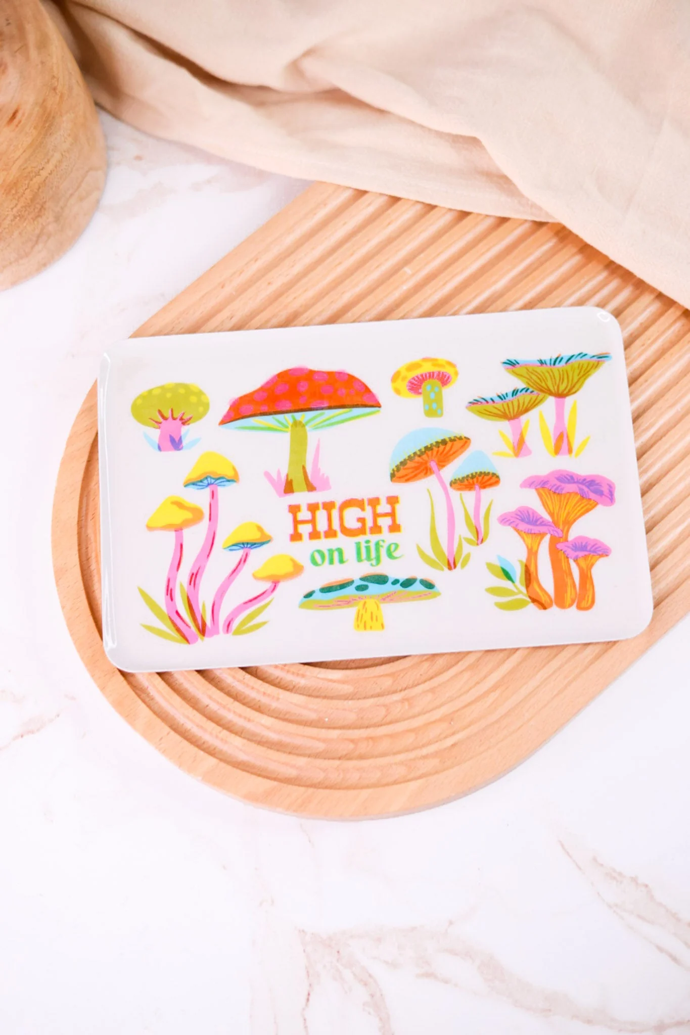 Colorful Mushroom "High On Life" Enamel Tray - Image 3