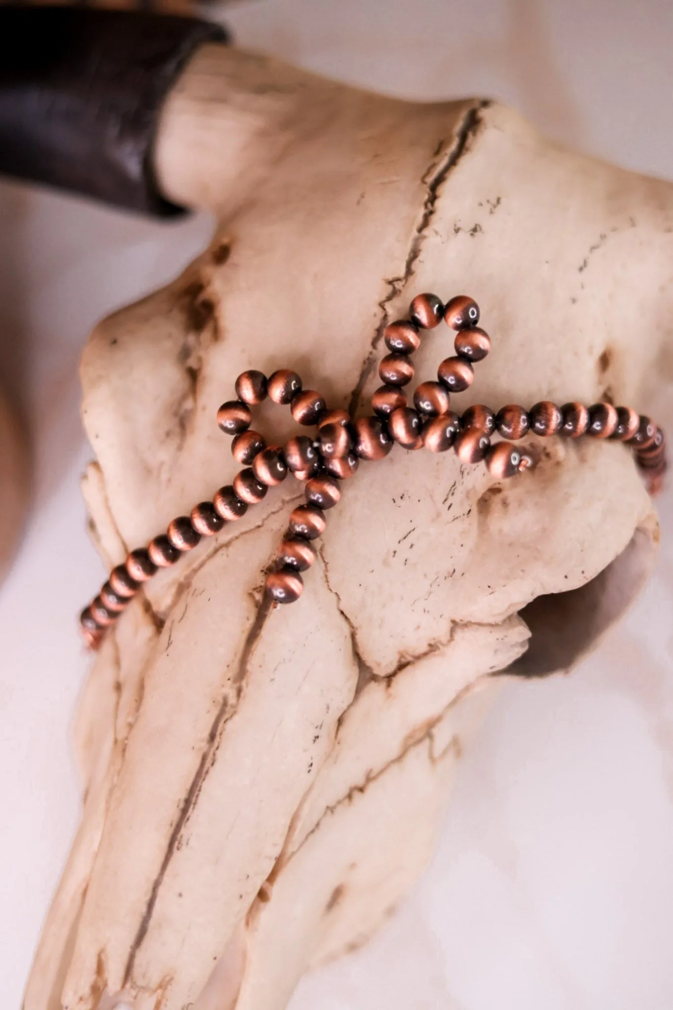 Copper Western Cowgirl Pearl Coquette Bow Hat Chain Band