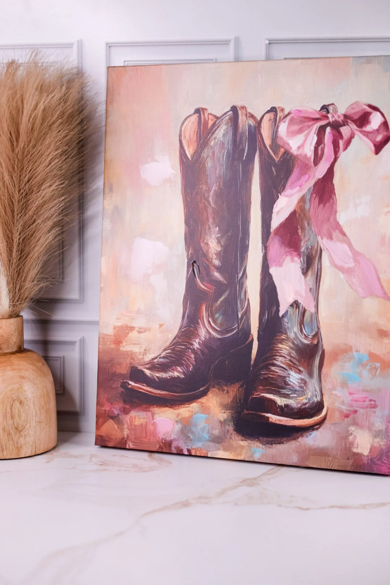 Cowboy Boots With Bow Wall Art
