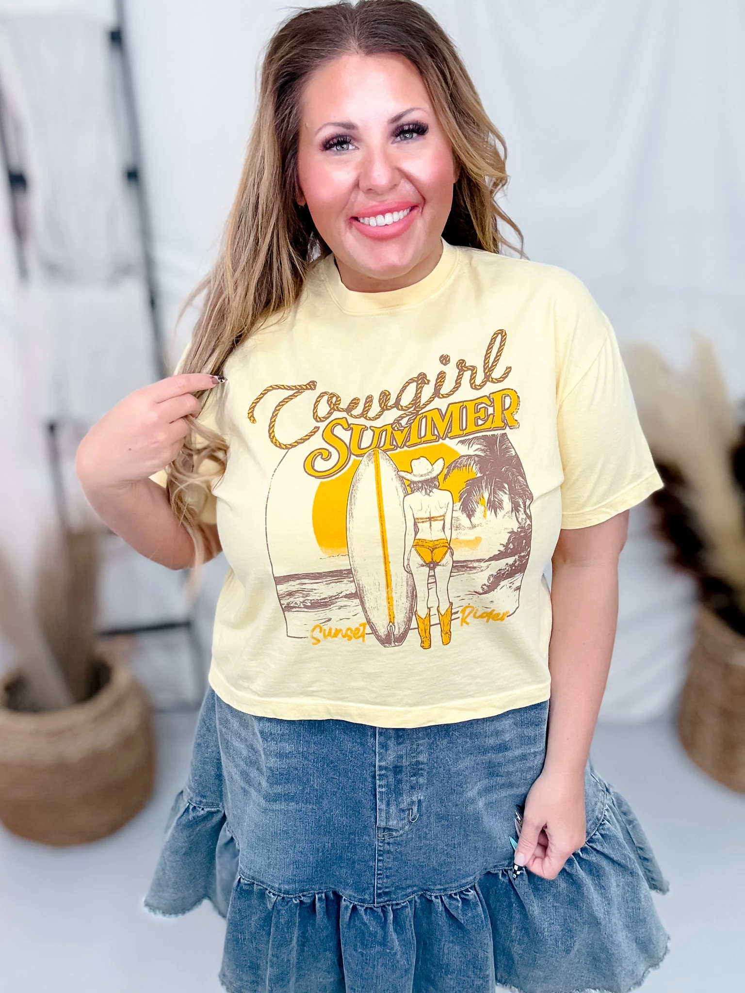 Cowgirl Summer Beach Vibes Graphic Midi Shirt FINAL SALE - Image 7