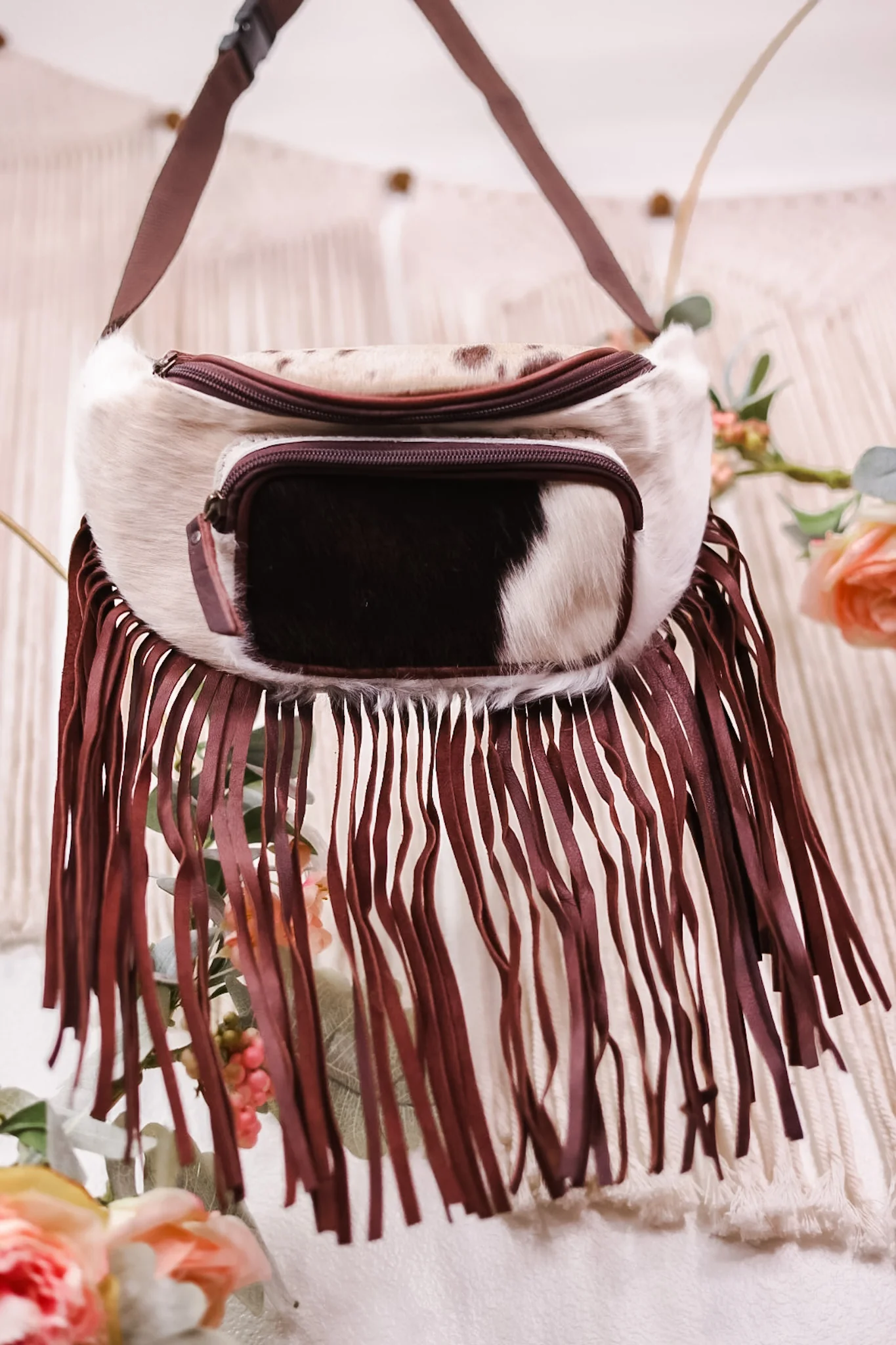 Cowhide Fanny Pack with Leather Fringe Detailing - Image 2