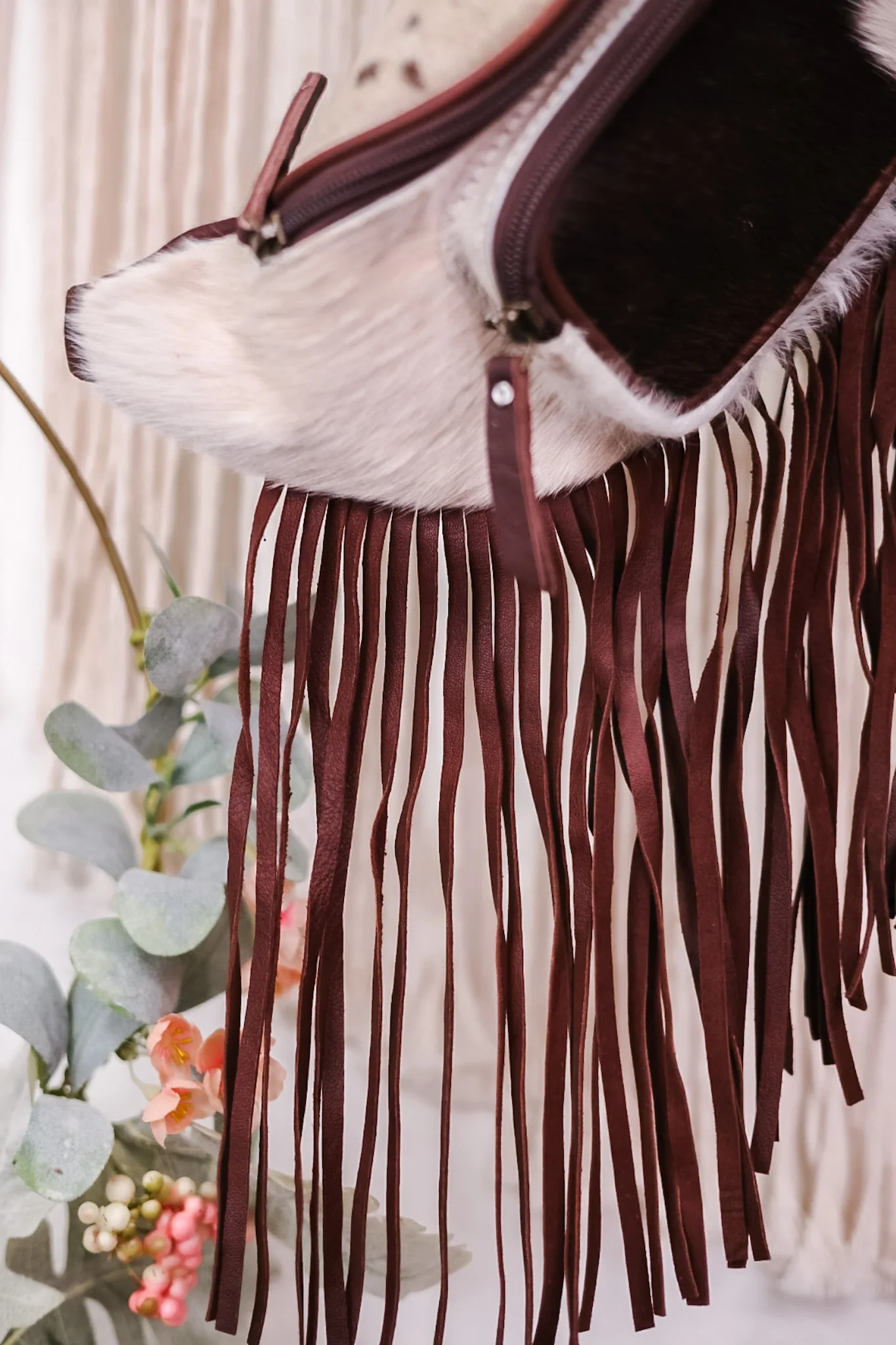 Cowhide Fanny Pack with Leather Fringe Detailing - Image 3