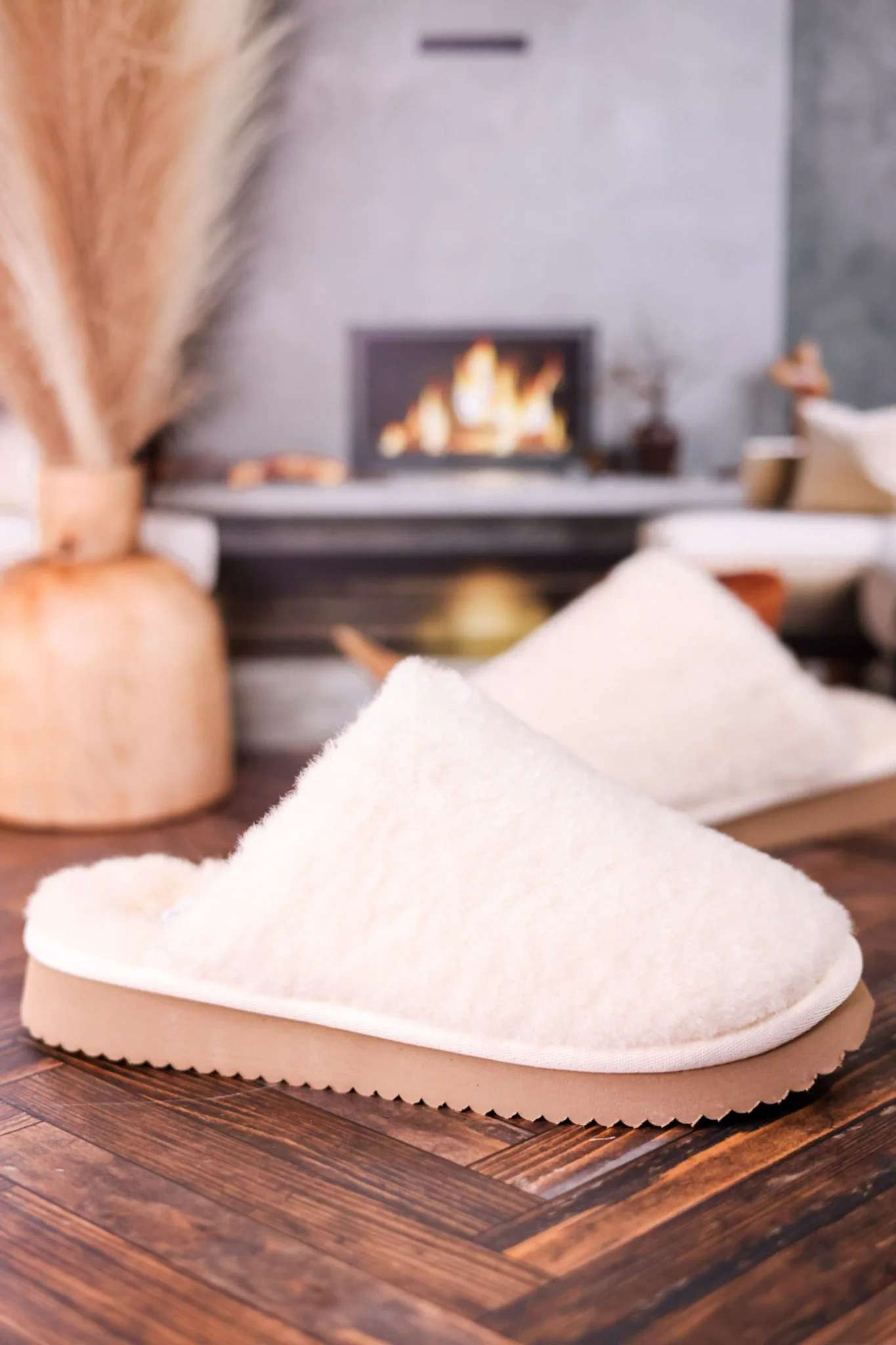 Cream "Comfy" Fuzzy Slippers FINAL SALE - Image 2