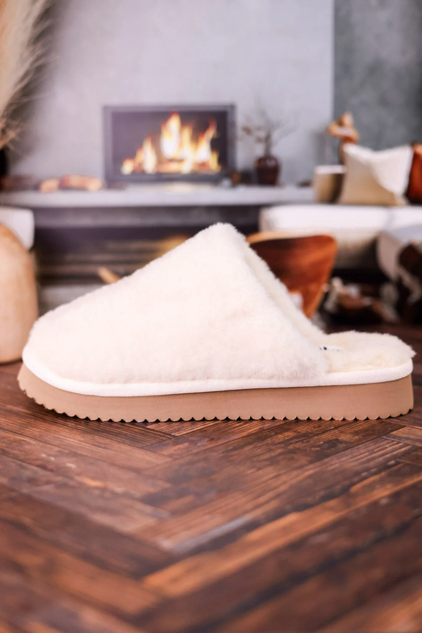 Cream "Comfy" Fuzzy Slippers FINAL SALE - Image 7