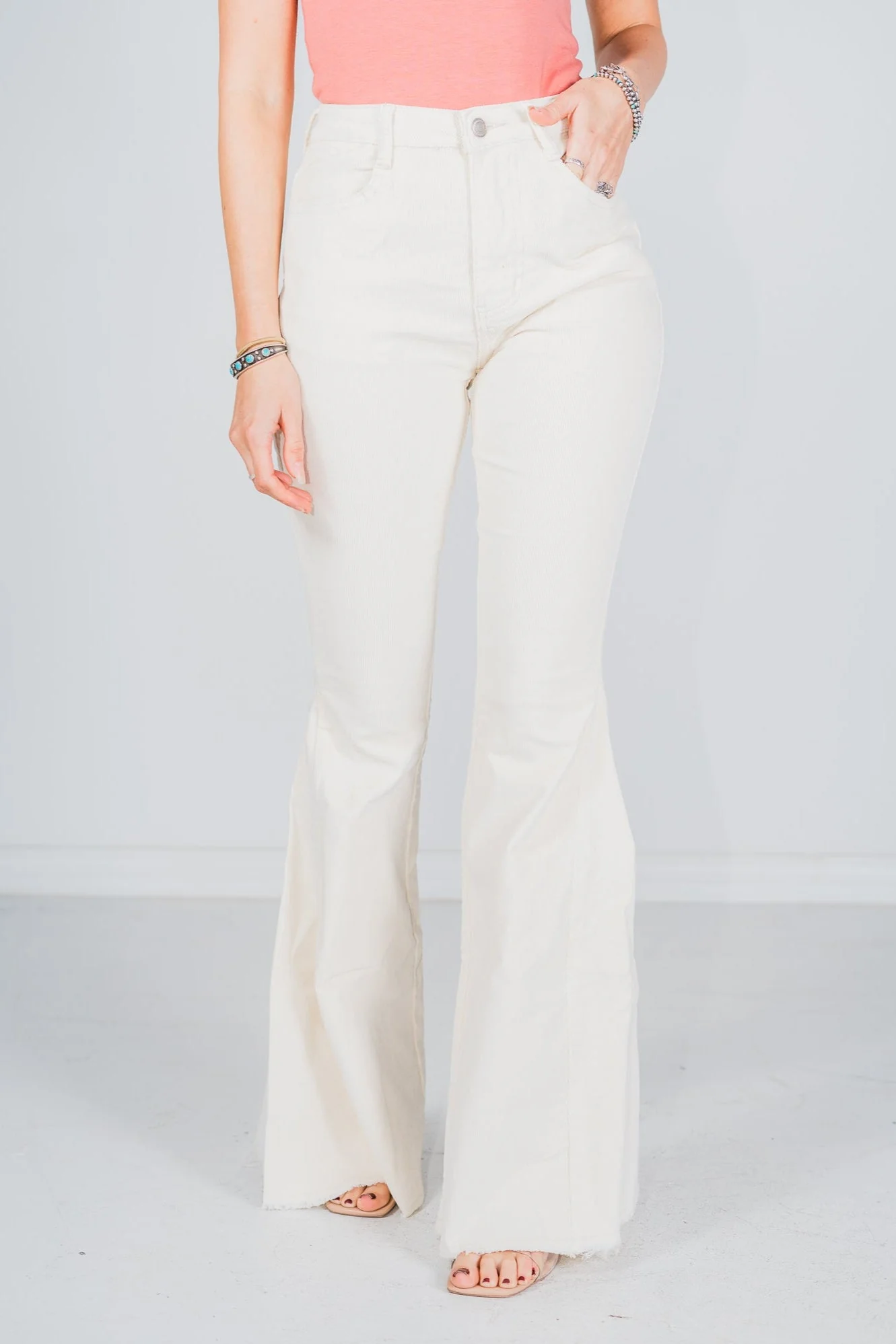 Cream Corduroy Flared Pants FINAL SALE
