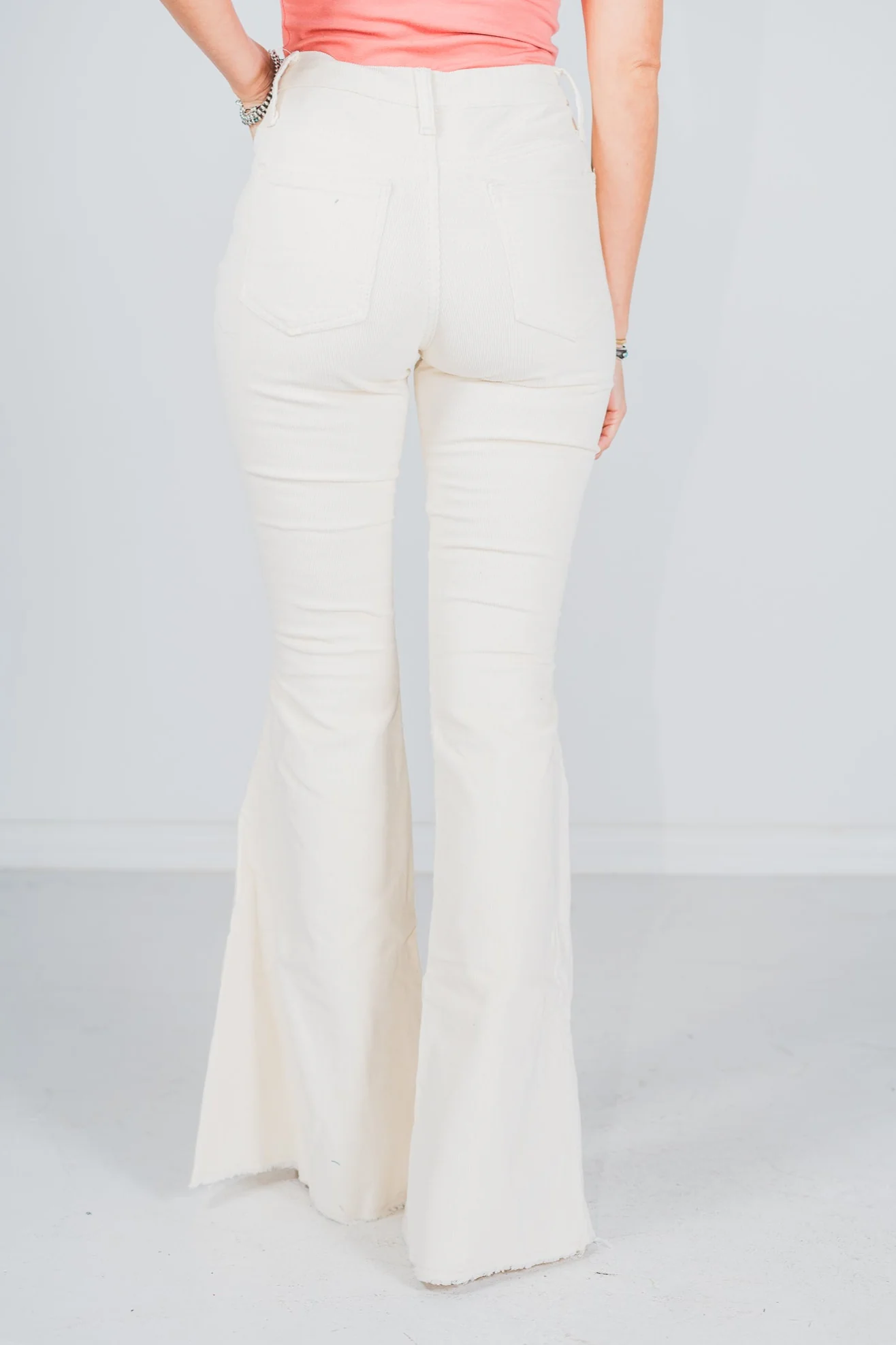 Cream Corduroy Flared Pants FINAL SALE - Image 4