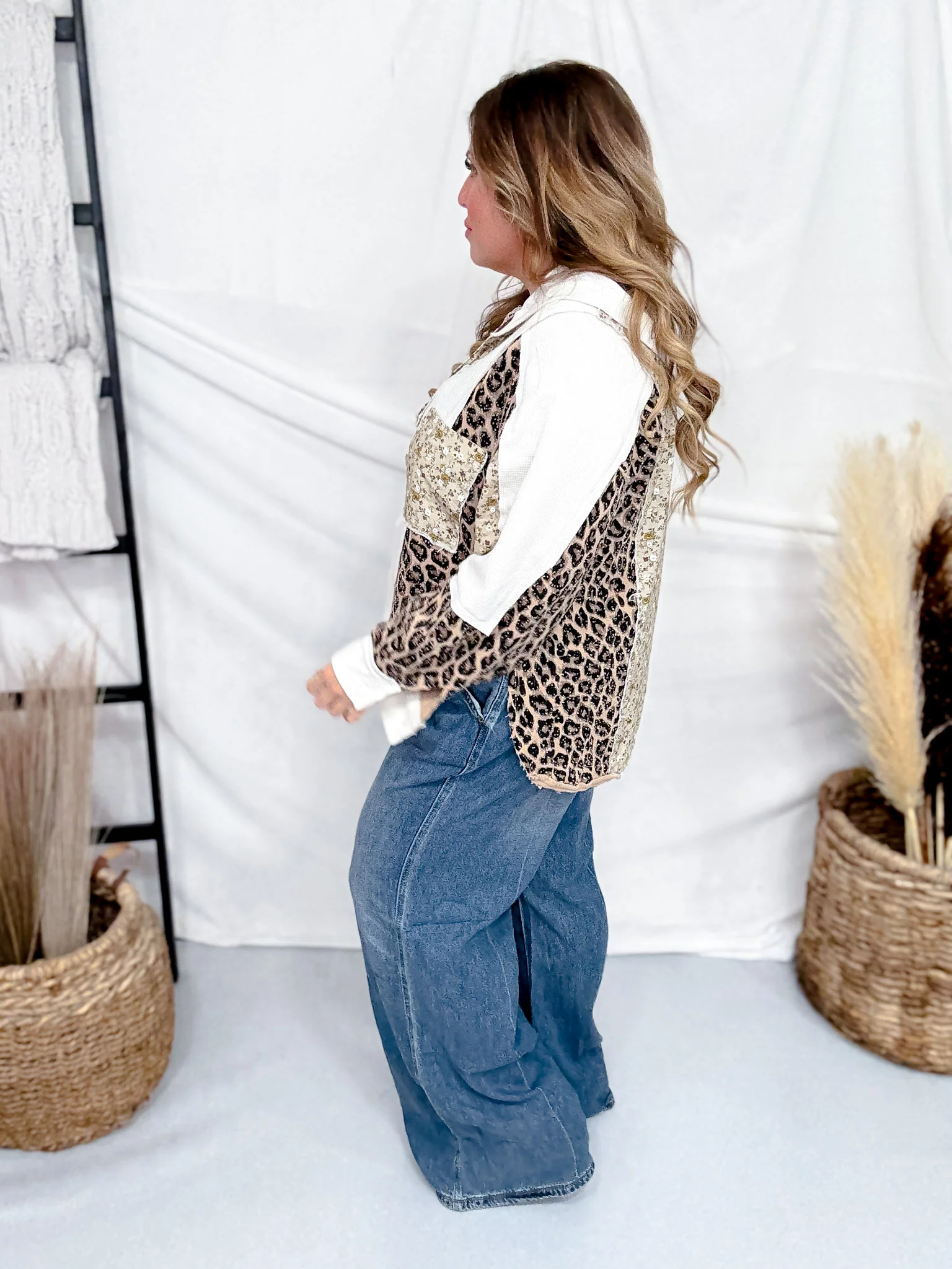 Cream Long Sleeve Contrast Printed Thermal Hooded Knit Top FINAL SALE - Image 10