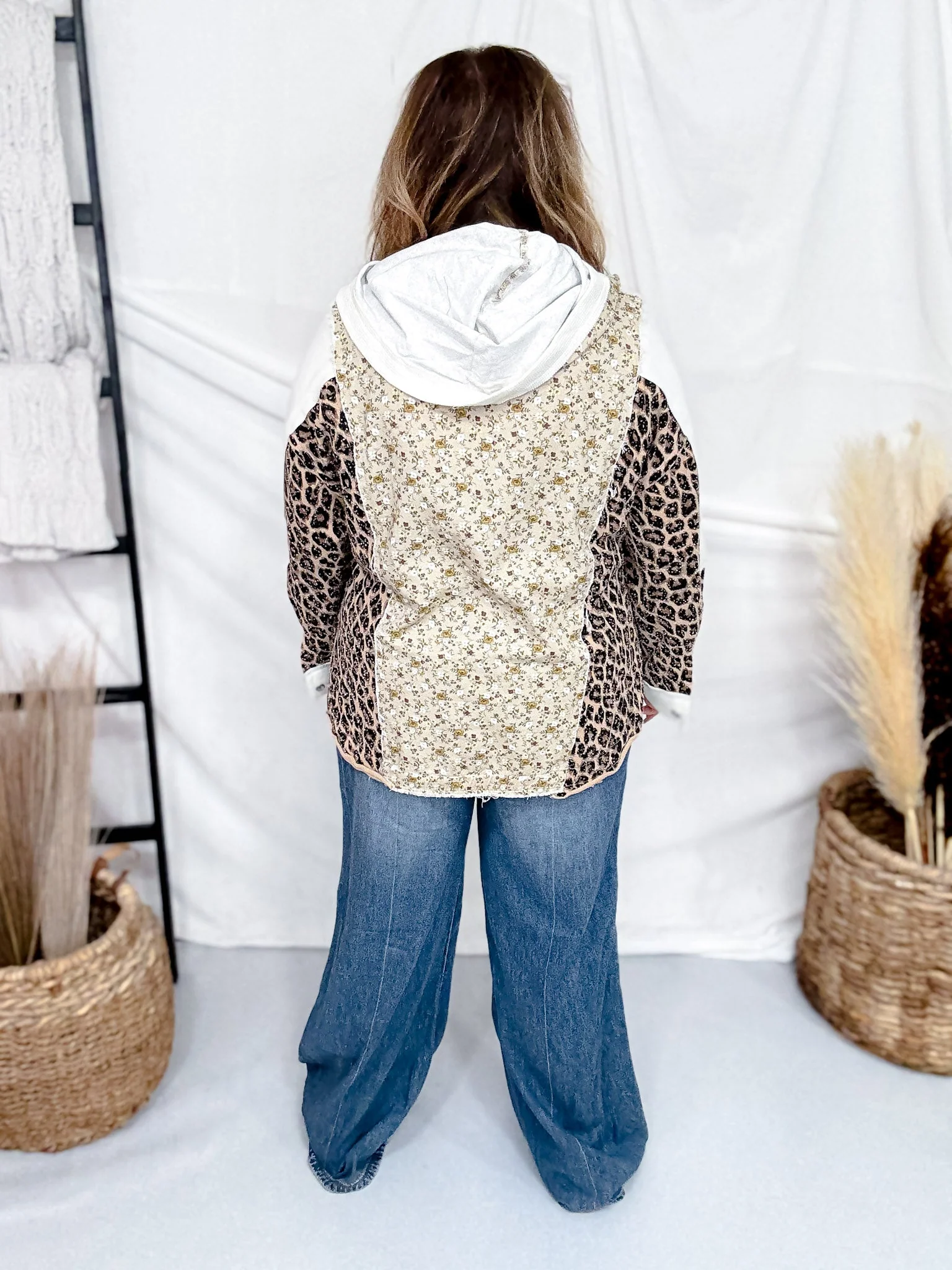 Cream Long Sleeve Contrast Printed Thermal Hooded Knit Top FINAL SALE - Image 11