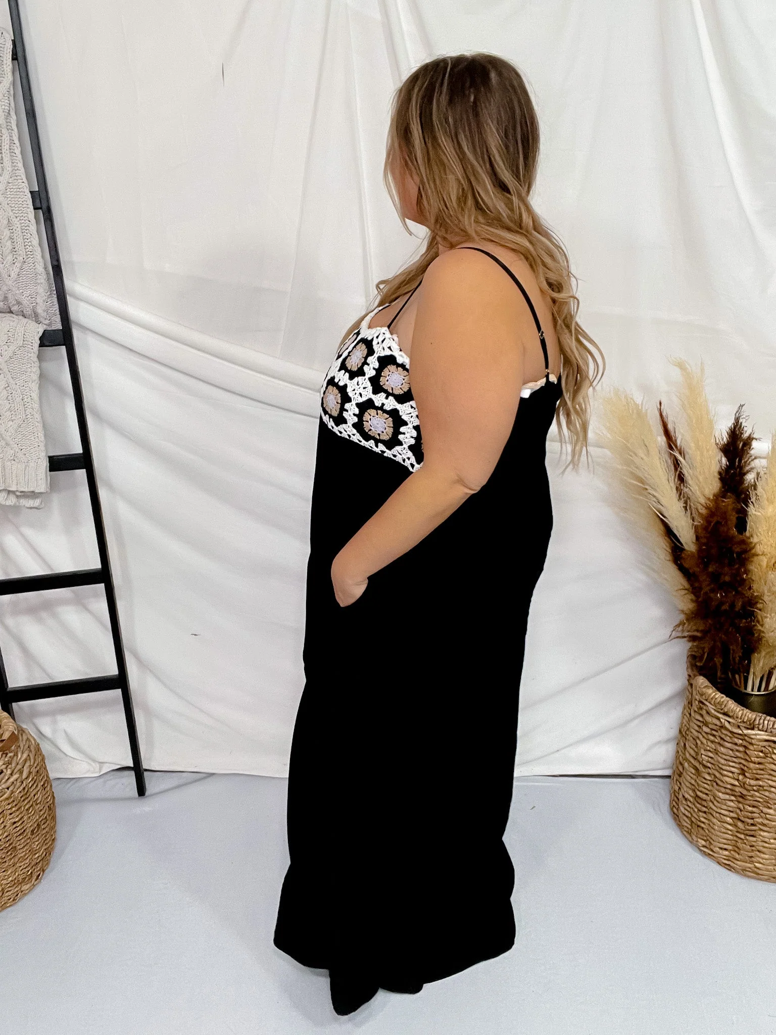 Crochet Bodice Textured Fabric Maxi Dress FINAL SALE - Image 5