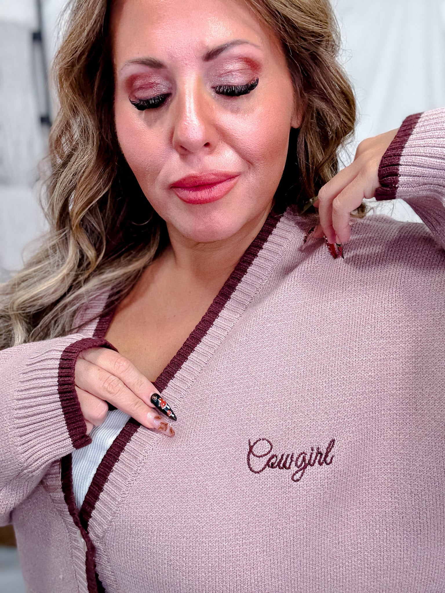 Dusty Pink "Found My Cowboy" Cardigan FINAL SALE - Image 5