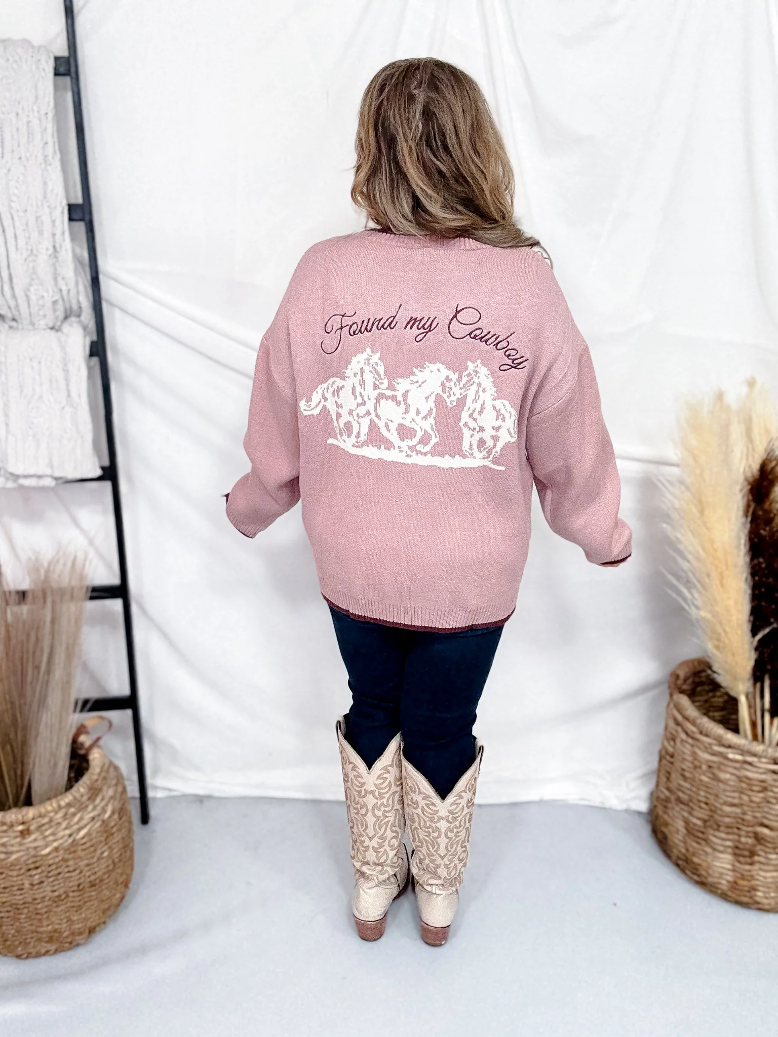 Dusty Pink "Found My Cowboy" Cardigan FINAL SALE - Image 6
