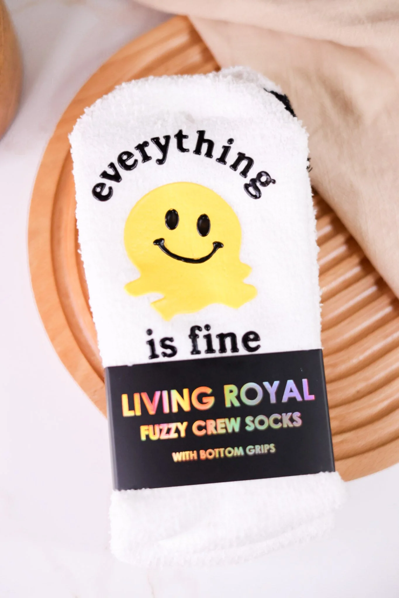 "Everything Is Fine" Fuzzy Crew Socks FINAL SALE - Image 2