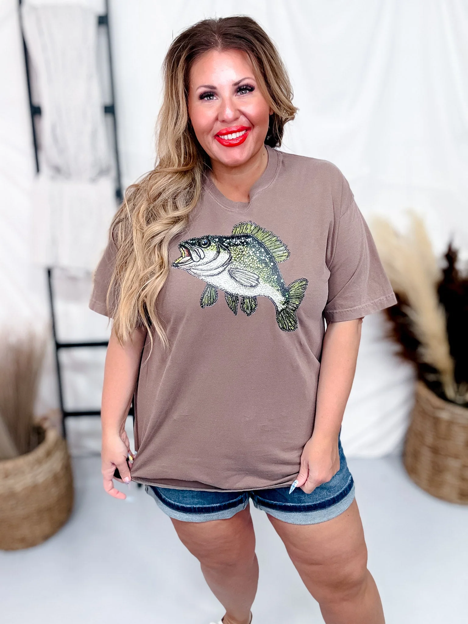 Faux Rhinestone Bass Graphic Tee - Image 8