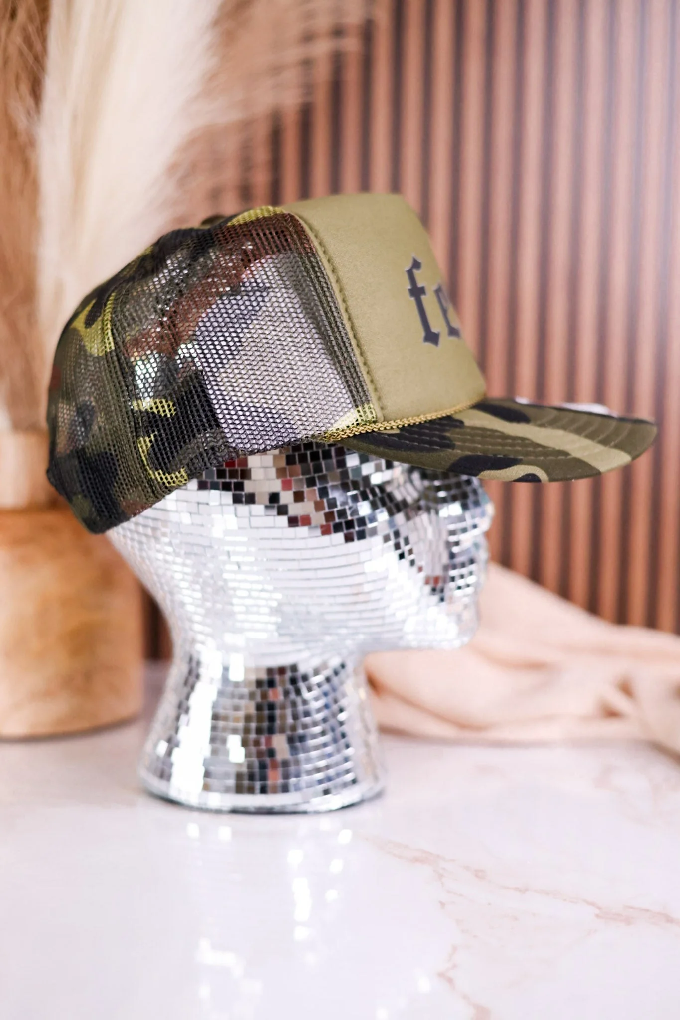 "Feral" Camouflage Print Trucker Hat - Image 3