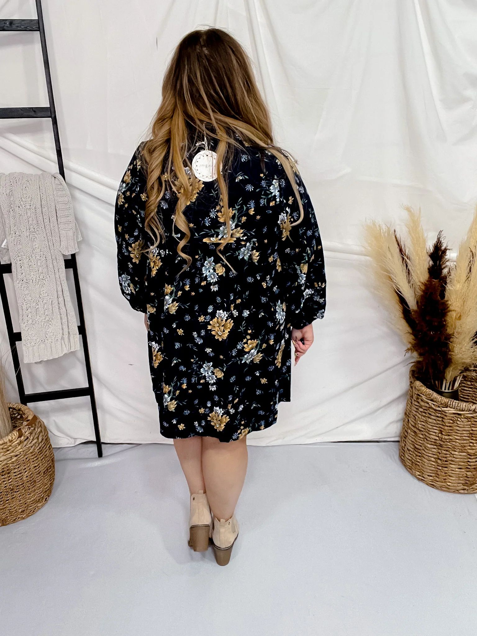Floral Corduroy Collared Midi Dress FINAL SALE - Image 6