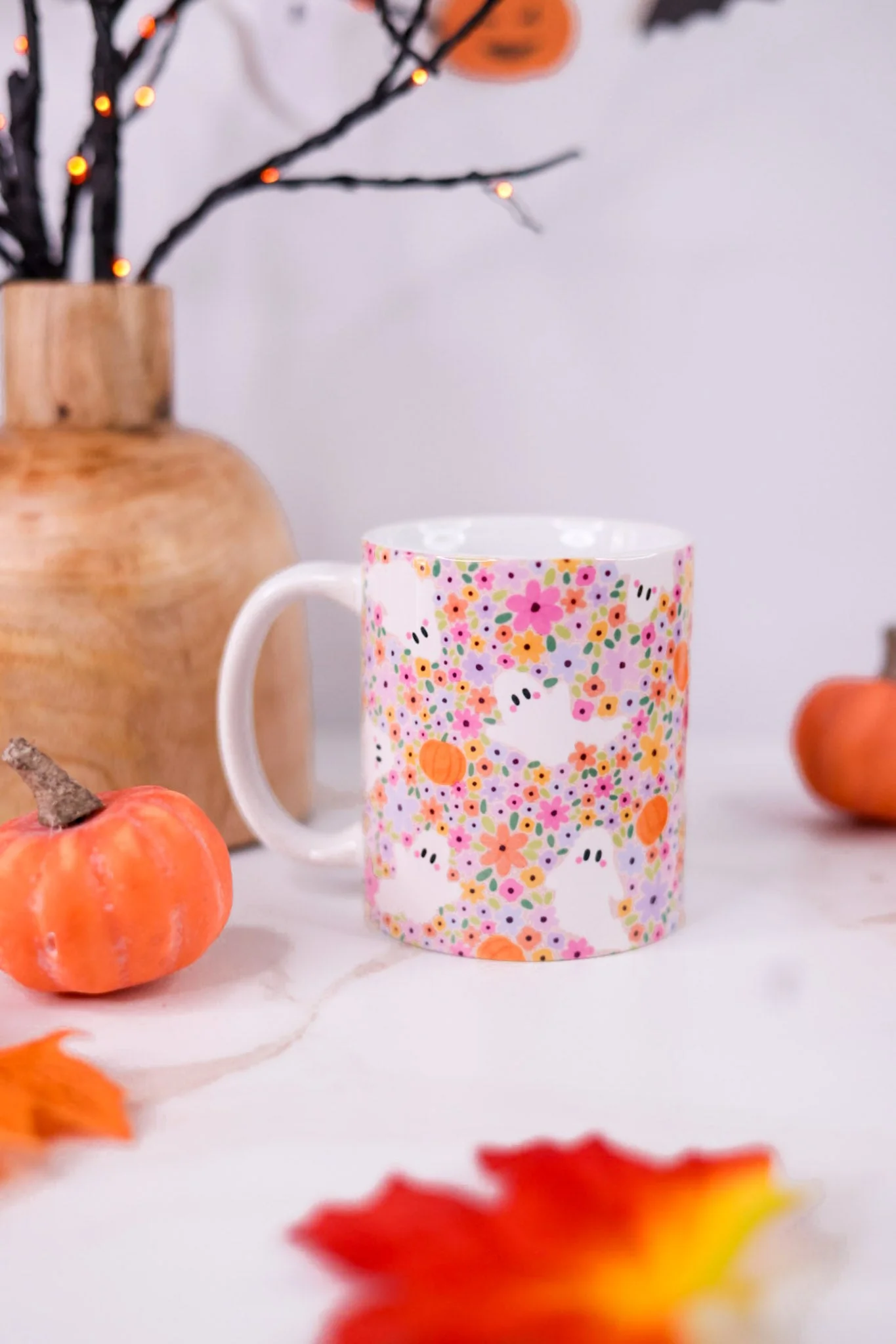 Floral Ghost Ceramic Mug - Image 3