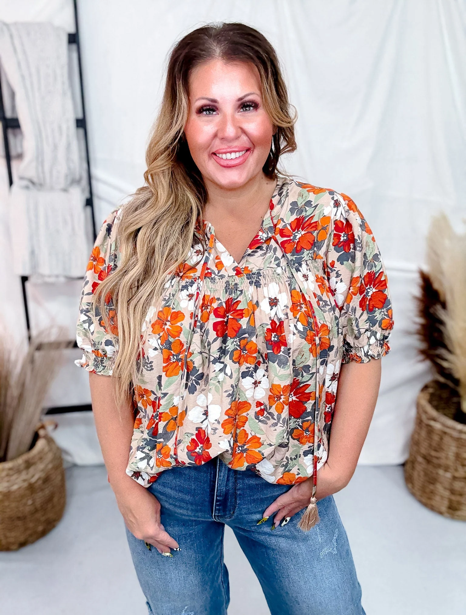 Flower Printed Short Sleeve Blouse FINAL SALE - Image 10